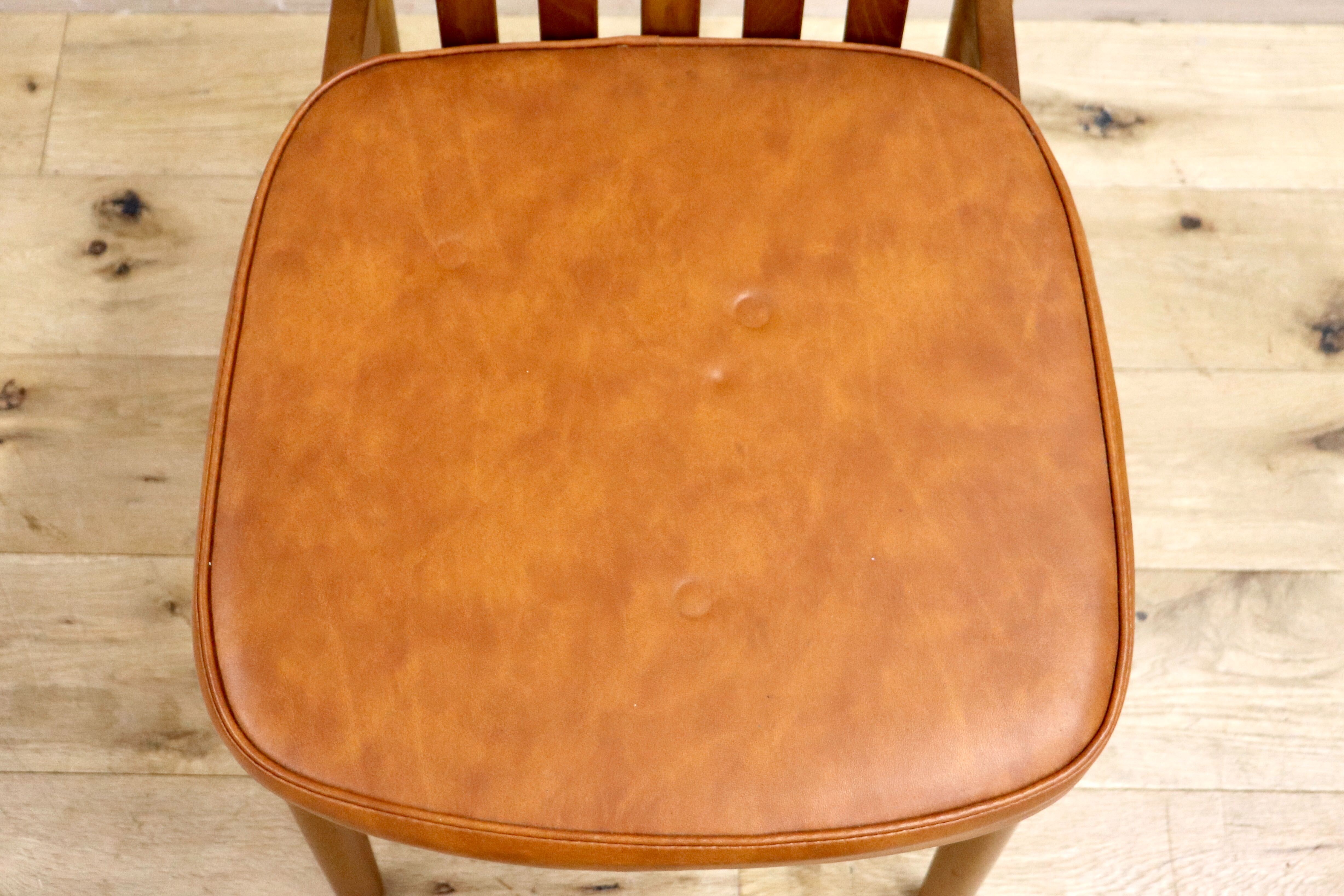 GMHH74D○MATSUDA / 松田家具 ダイニングチェア 食卓椅子 ライトブラウン 合皮 大川家具 レトロ アンティーク 昭和レトロ 在庫品