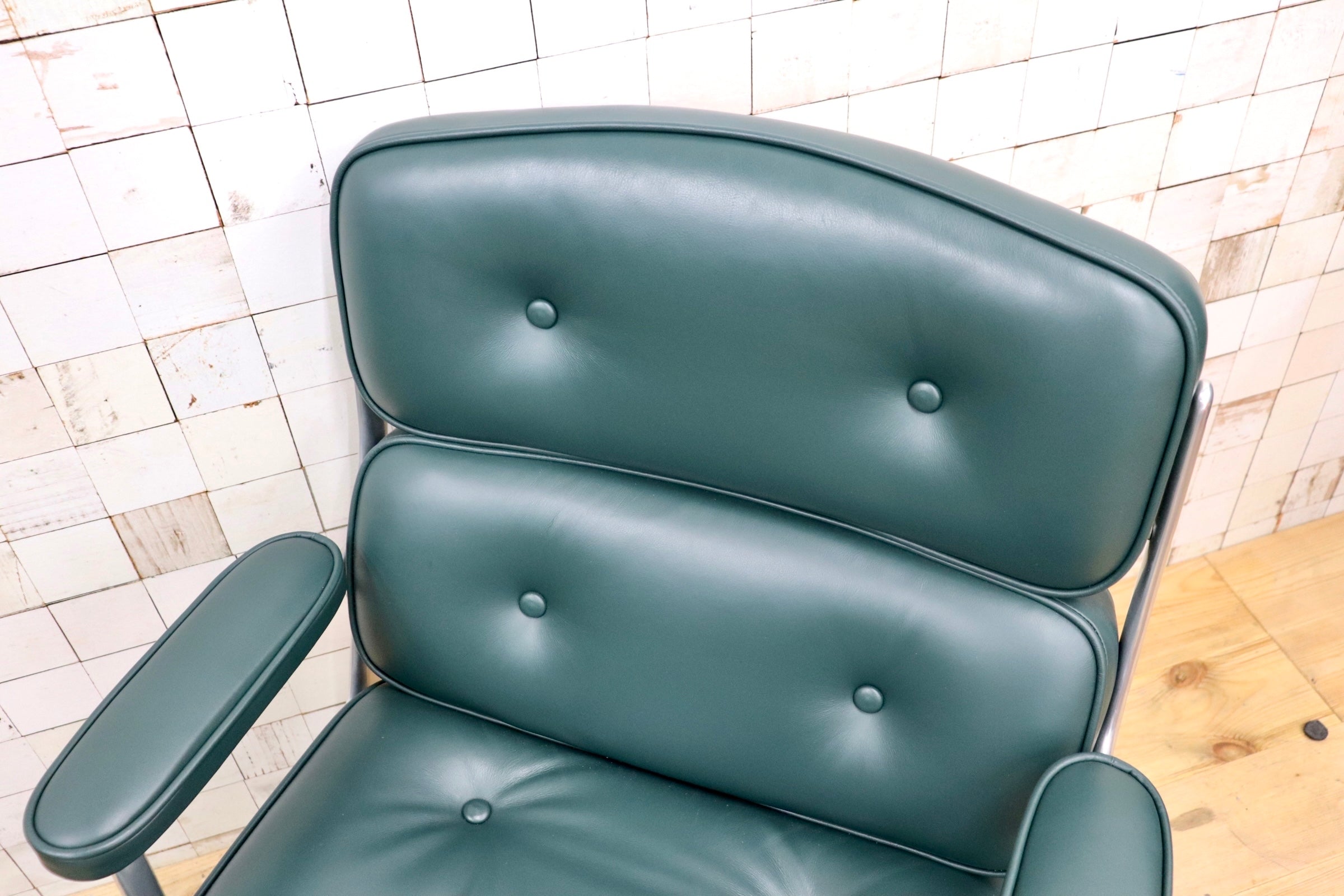 GMJO87E○Herman Miller / ハーマンミラー イームズ エグゼクティブチェア タイムライフチェア 本革 グリーン チャールズ&レイ 定価約95万