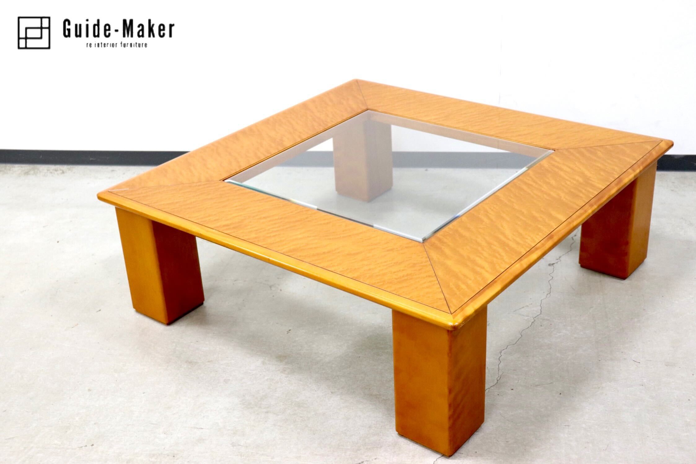 GMGK145○モリシゲ / MORISHIGE グラハム センターテーブル ガラステーブル バーズアイメープル IDC大塚家具 定価約17万