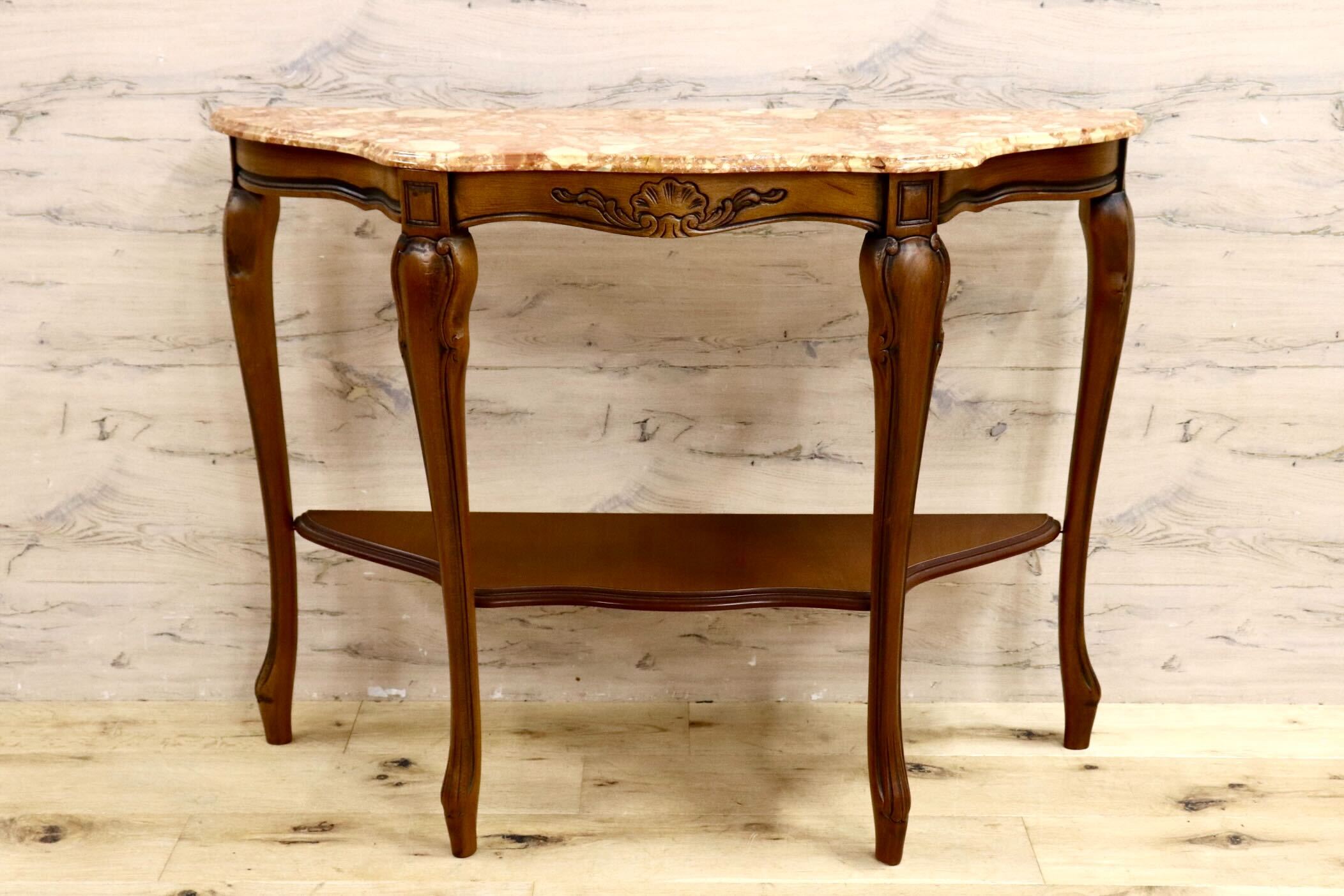 GMIH145○イタリア製 コンソールテーブル サイドテーブル クラシック アンティーク調 飾り台 花台 猫脚 天板大理石