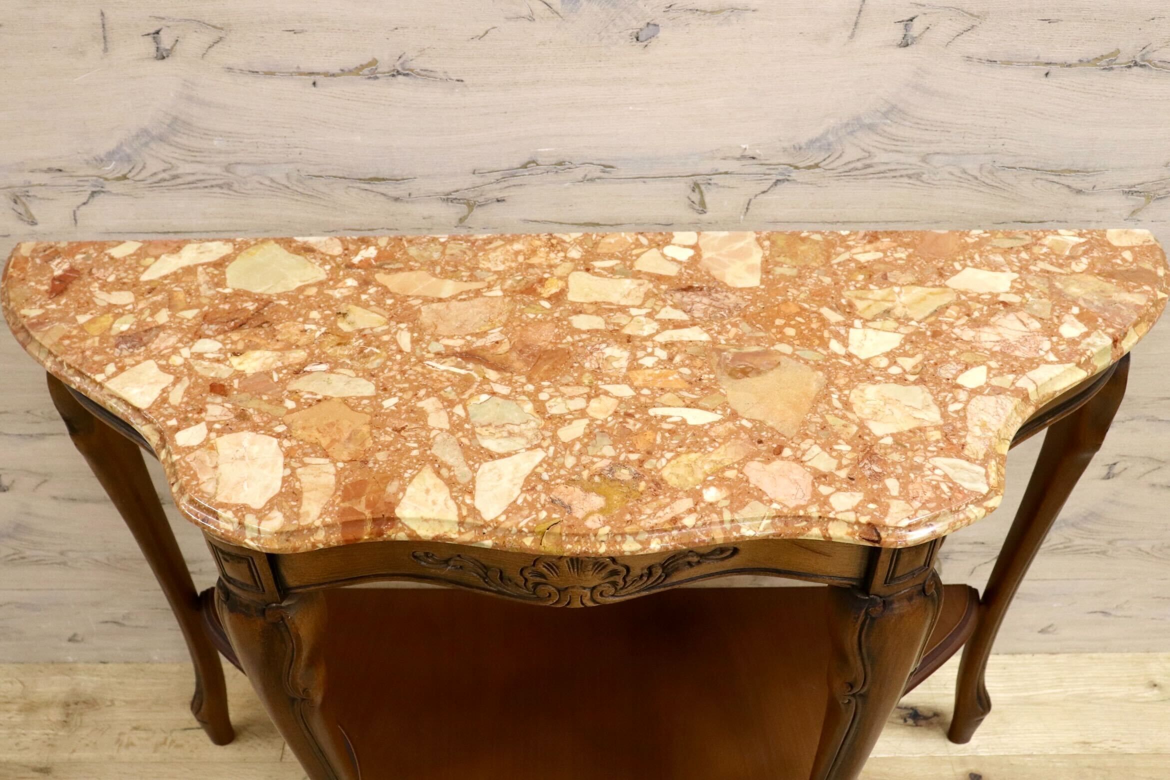 GMIH145○イタリア製 コンソールテーブル サイドテーブル クラシック アンティーク調 飾り台 花台 猫脚 天板大理石