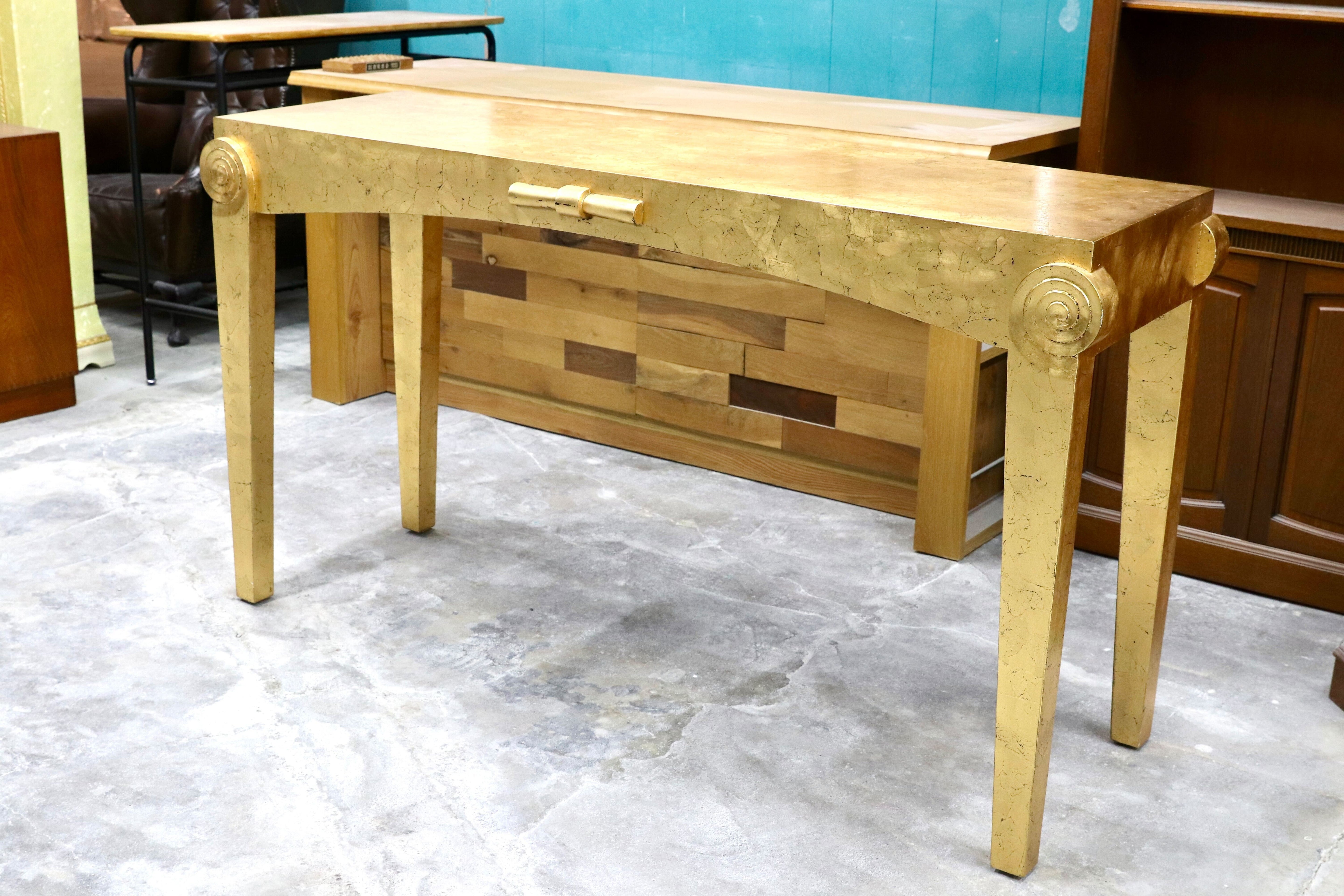 GMHN357○ゴールド クラシック エレガント コンソール テーブル 飾り台 店舗什器 検)スペイン マリネール