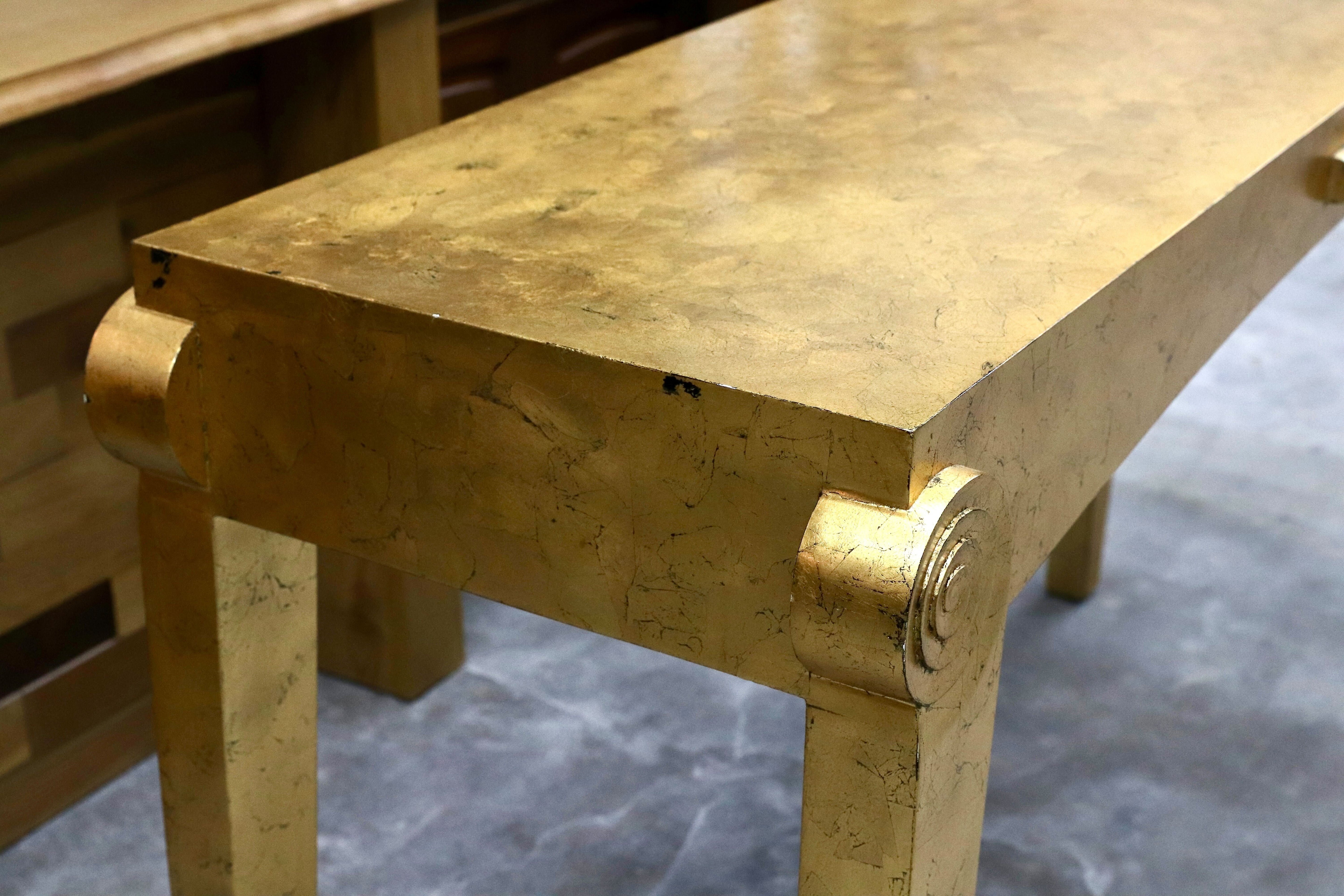 GMHN357○ゴールド クラシック エレガント コンソール テーブル 飾り台 店舗什器 検)スペイン マリネール