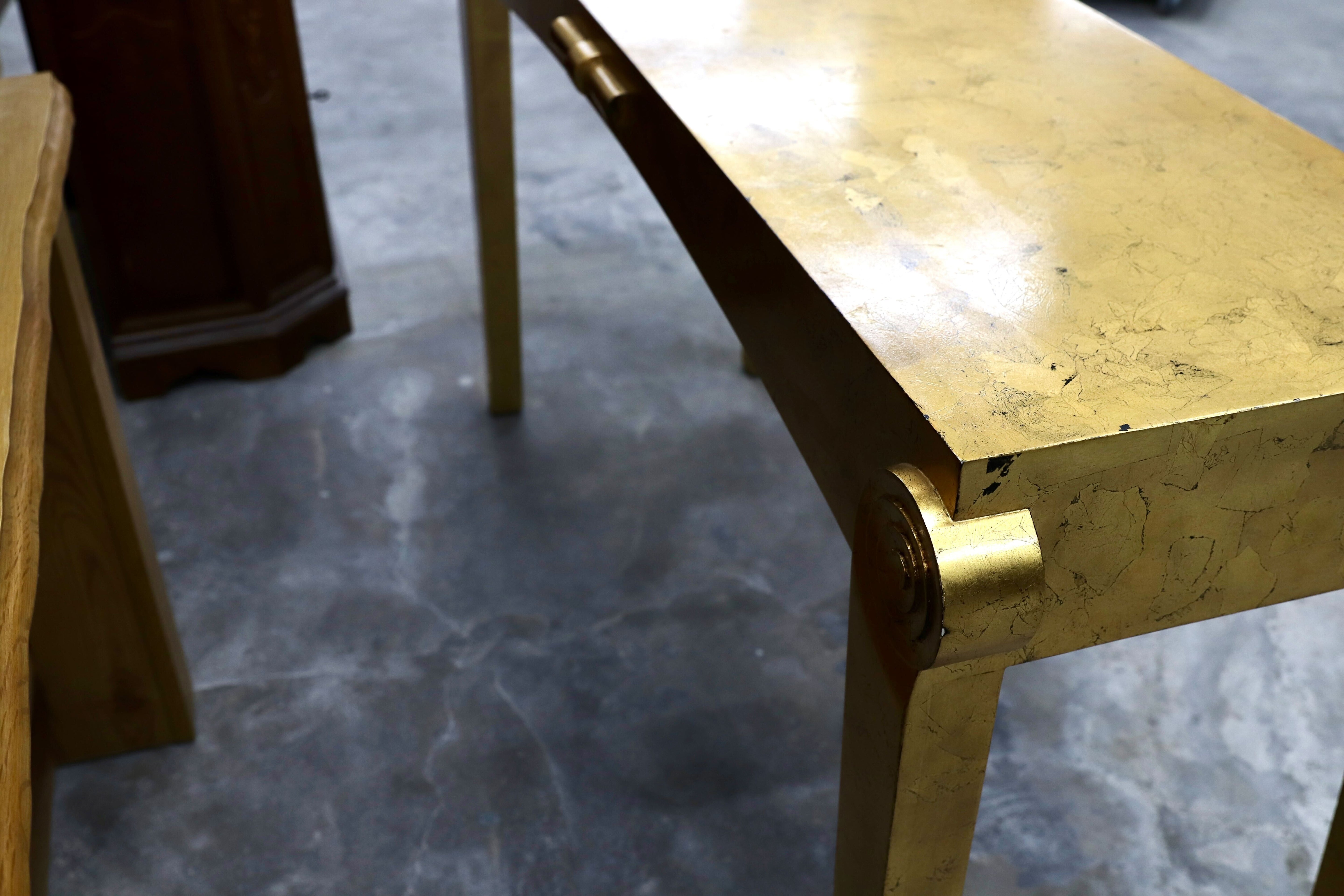 GMHN357○ゴールド クラシック エレガント コンソール テーブル 飾り台 店舗什器 検)スペイン マリネール