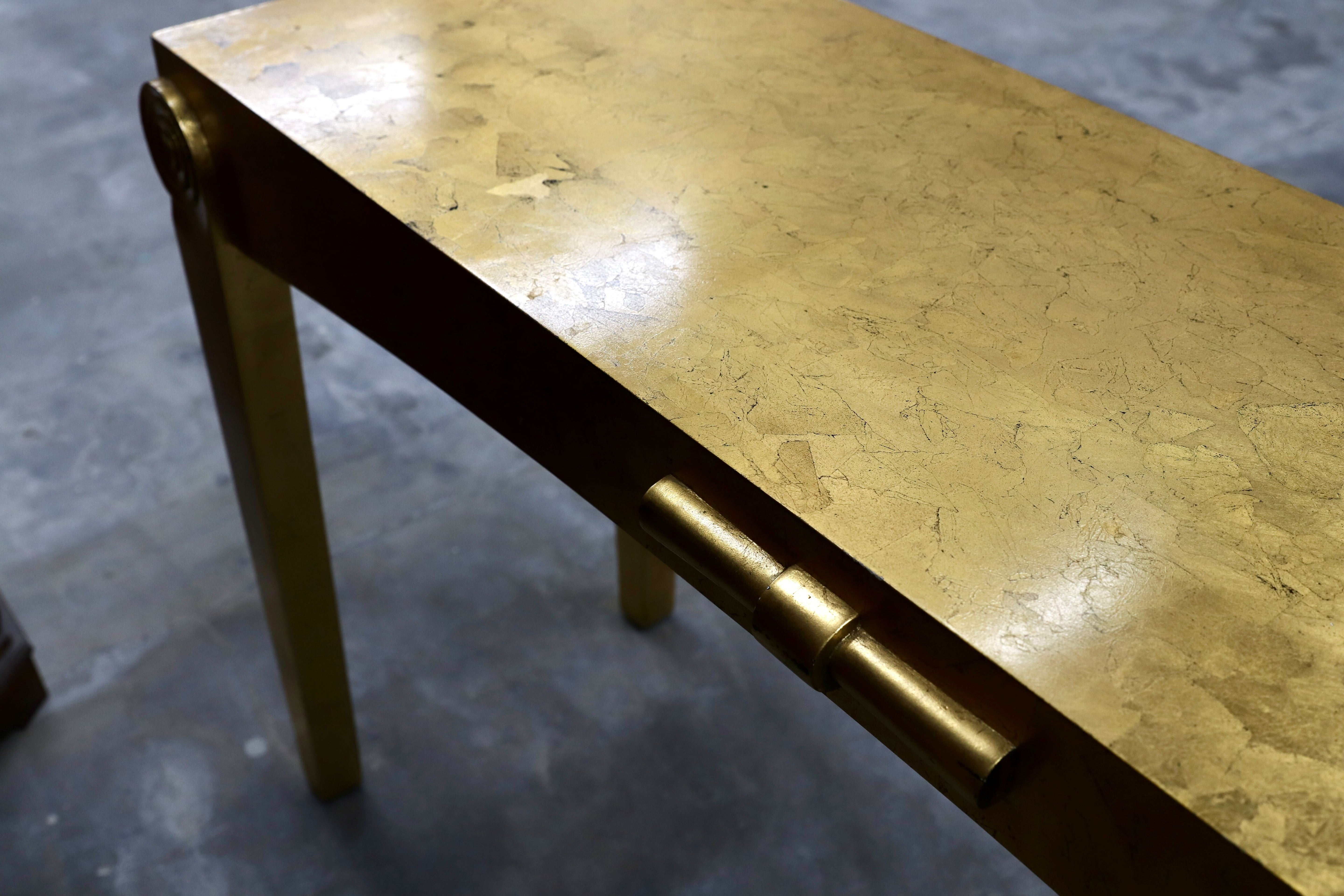 GMHN357○ゴールド クラシック エレガント コンソール テーブル 飾り台 店舗什器 検)スペイン マリネール