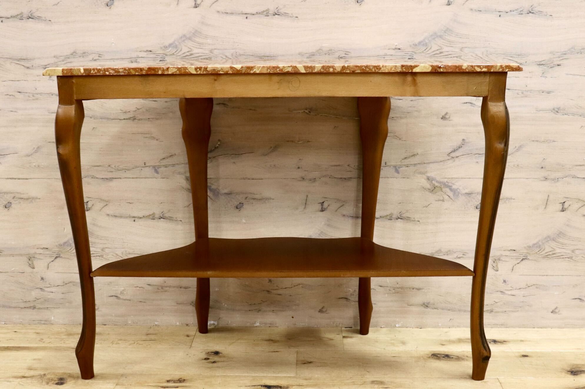 GMIH145○イタリア製 コンソールテーブル サイドテーブル クラシック アンティーク調 飾り台 花台 猫脚 天板大理石