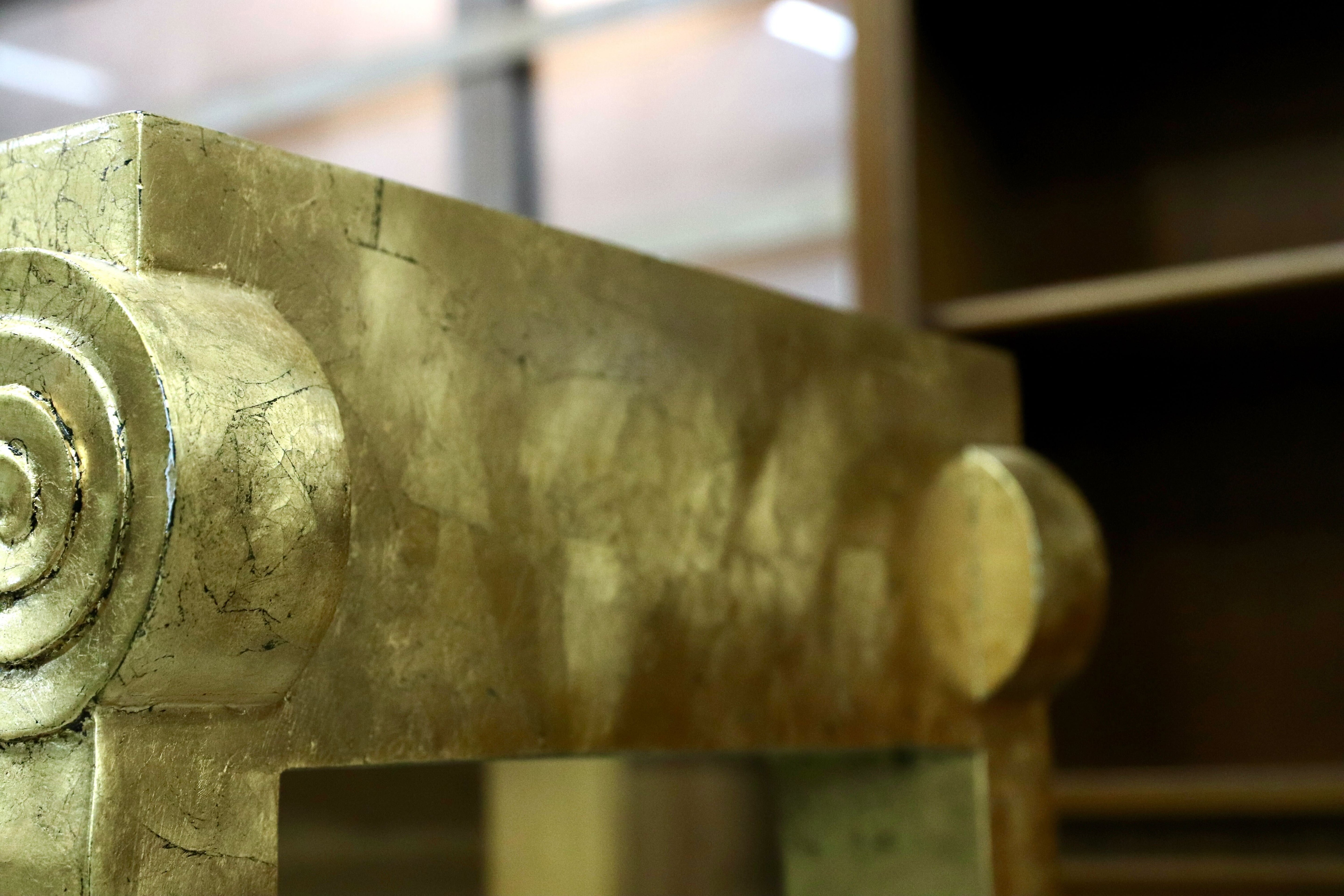 GMHN357○ゴールド クラシック エレガント コンソール テーブル 飾り台 店舗什器 検)スペイン マリネール