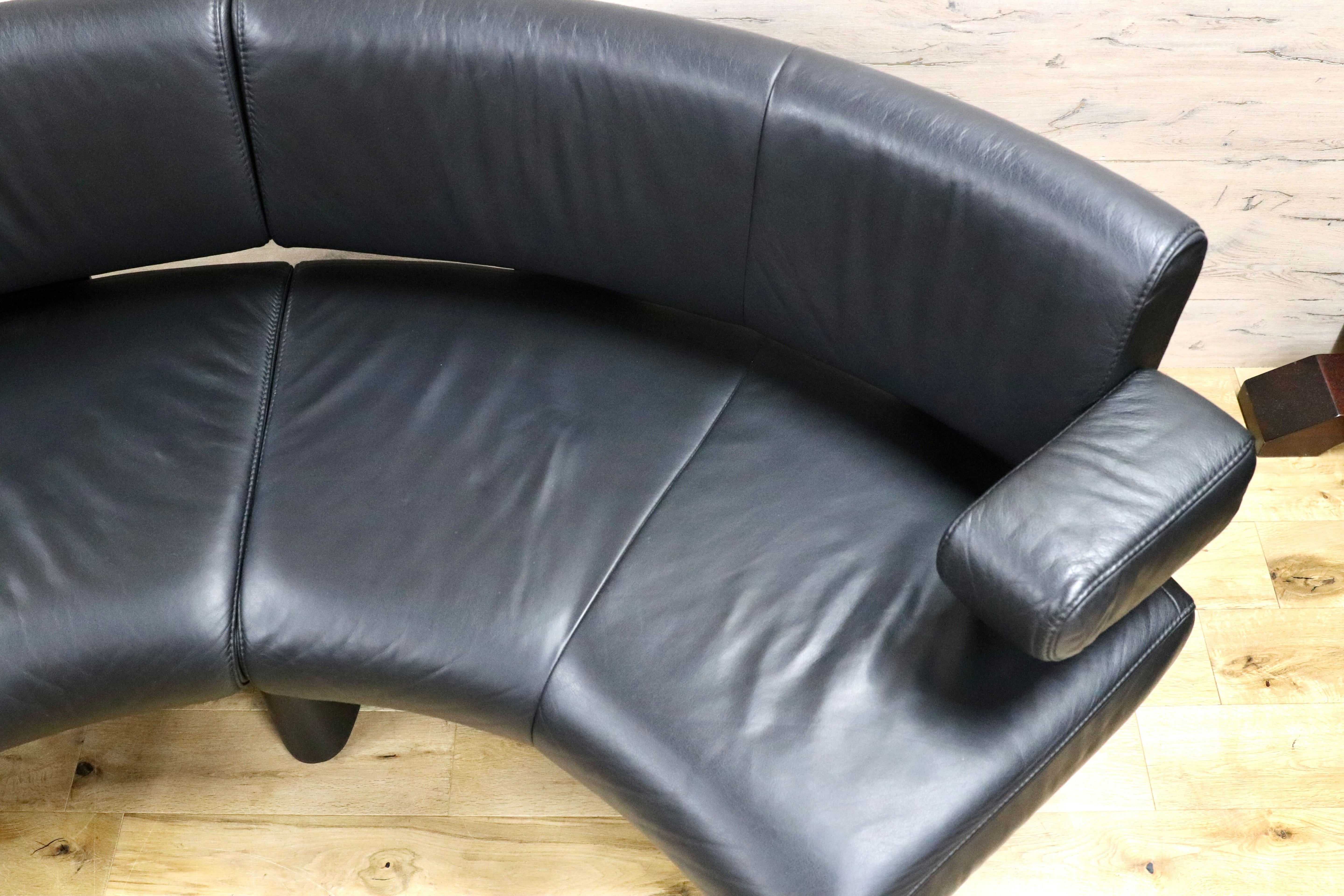 GMGF100○himolla / ヒモラ model.1300 ベンチソファ リビングソファ トリプルソファ 黒本革 ドイツ IDC大塚家具 最高級 約80万※発送不可