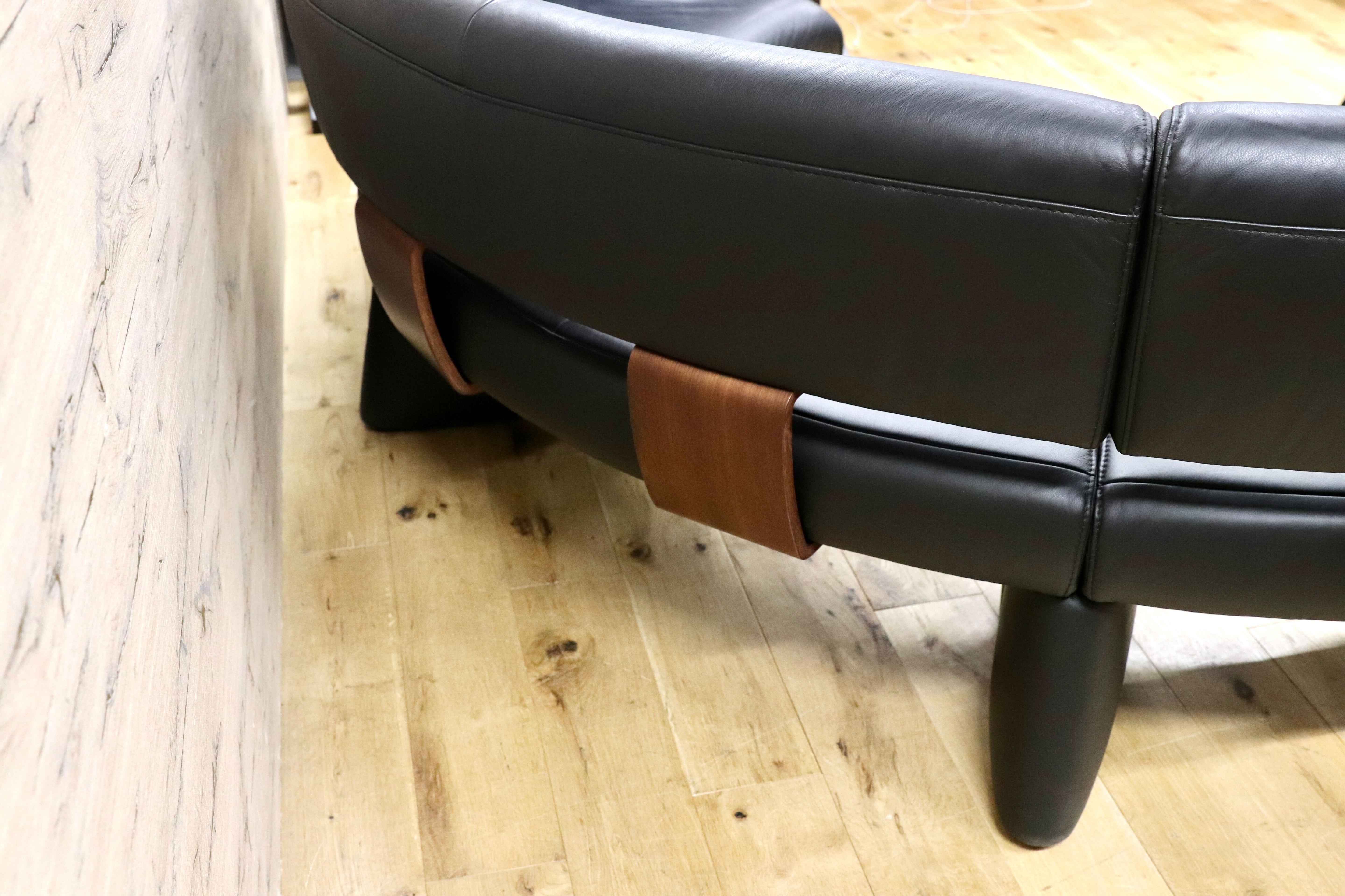 GMGF100○himolla / ヒモラ model.1300 ベンチソファ リビングソファ トリプルソファ 黒本革 ドイツ IDC大塚家具 最高級 約80万※発送不可