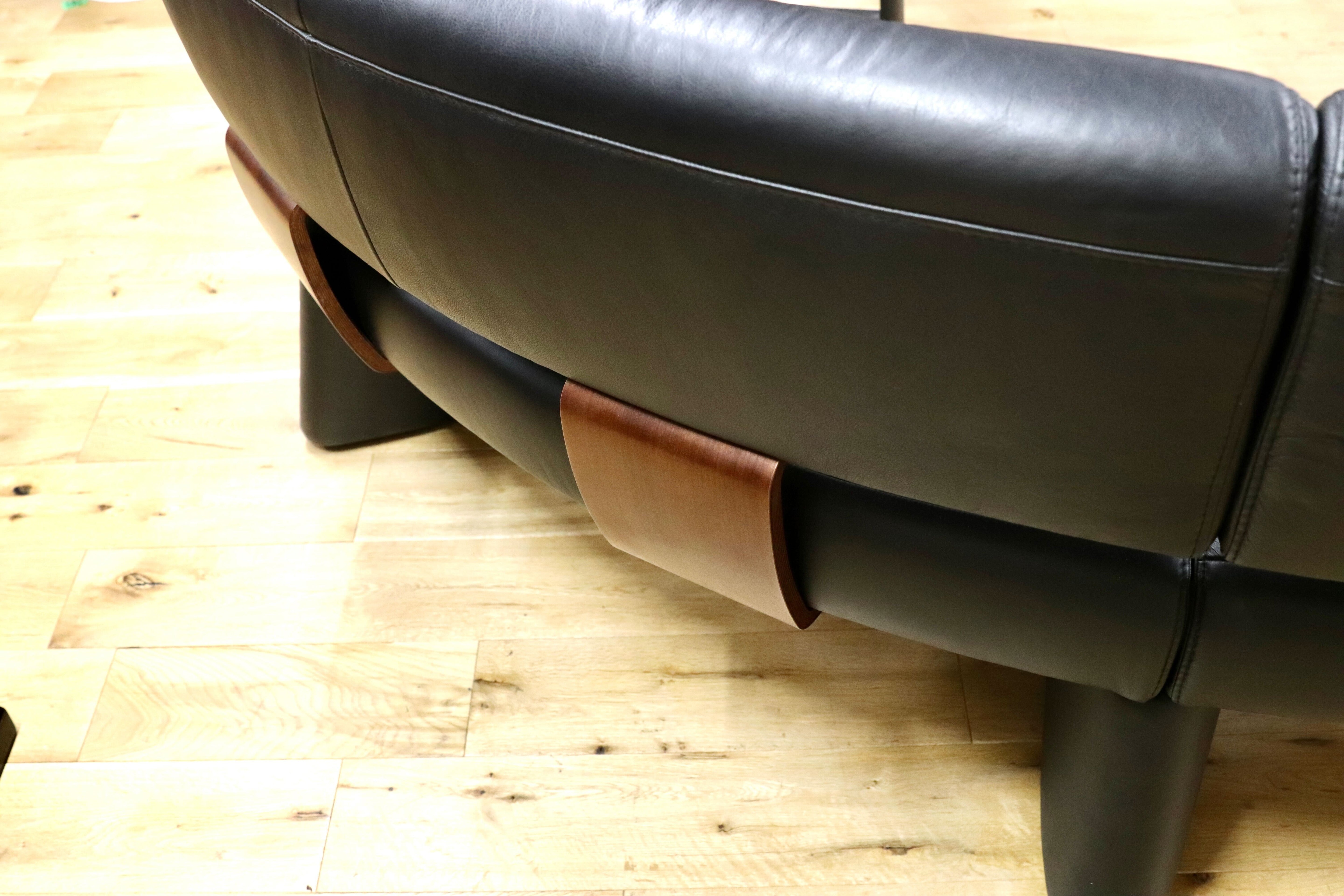 GMGF100○himolla / ヒモラ model.1300 ベンチソファ リビングソファ トリプルソファ 黒本革 ドイツ IDC大塚家具 最高級 約80万※発送不可