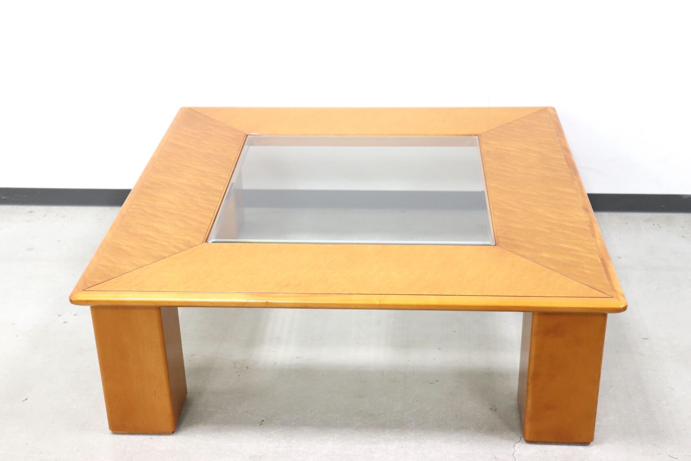 GMGK145○モリシゲ / MORISHIGE グラハム センターテーブル ガラステーブル バーズアイメープル IDC大塚家具 定価約17万