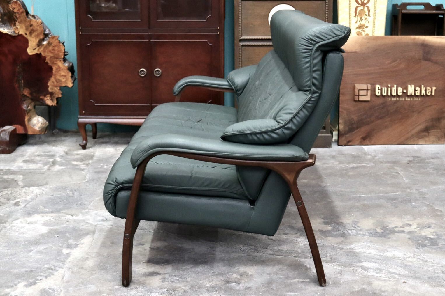 GMJK130A○冨士ファニチア / FUJI FURNITURE 3人掛けソファ トリプルソファ ハイバック 椅子 チェア 本革 曲木 ヴィンテージ 国産家具