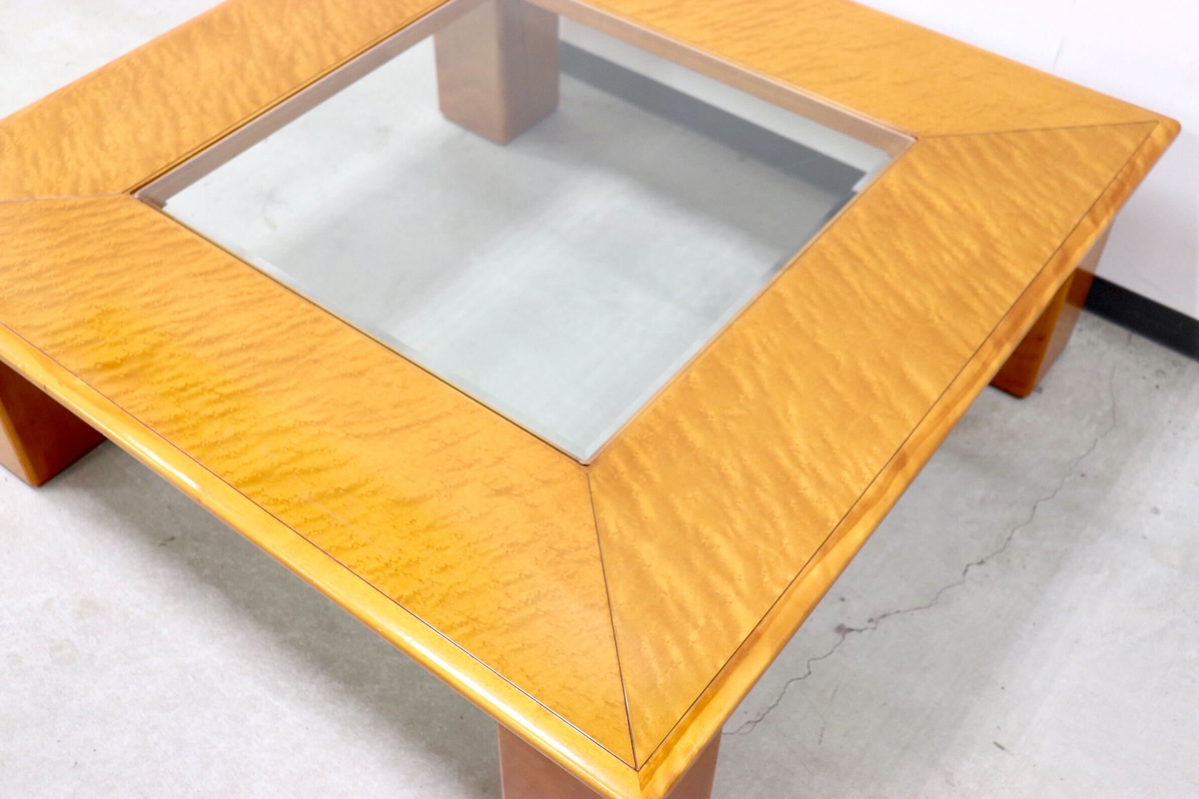 GMGK145○モリシゲ / MORISHIGE グラハム センターテーブル ガラステーブル バーズアイメープル IDC大塚家具 定価約17万