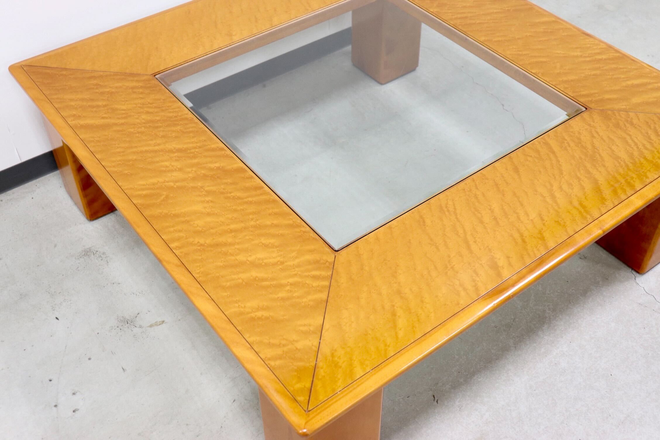 GMGK145○モリシゲ / MORISHIGE グラハム センターテーブル ガラステーブル バーズアイメープル IDC大塚家具 定価約17万