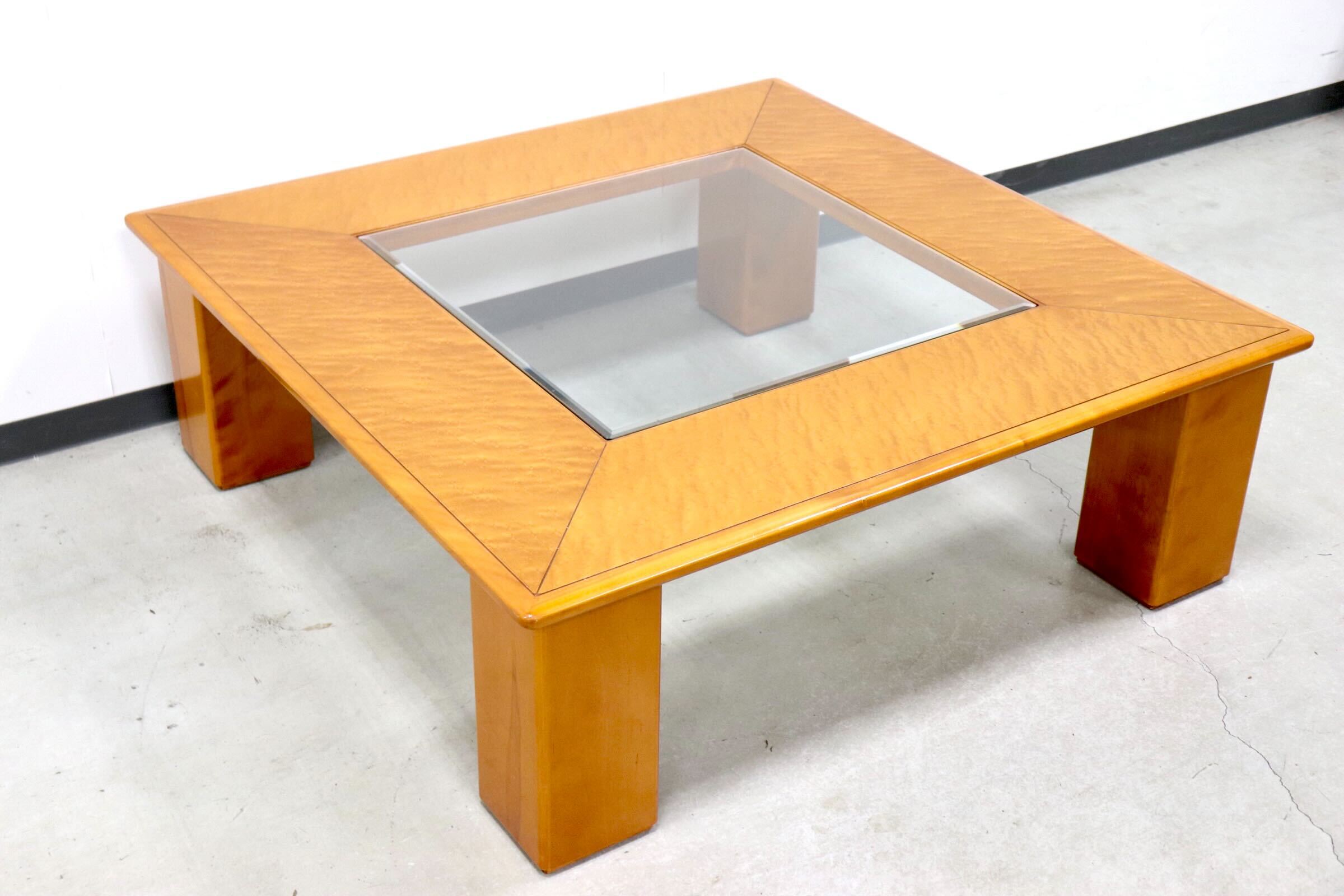 GMGK145○モリシゲ / MORISHIGE グラハム センターテーブル ガラステーブル バーズアイメープル IDC大塚家具 定価約17万