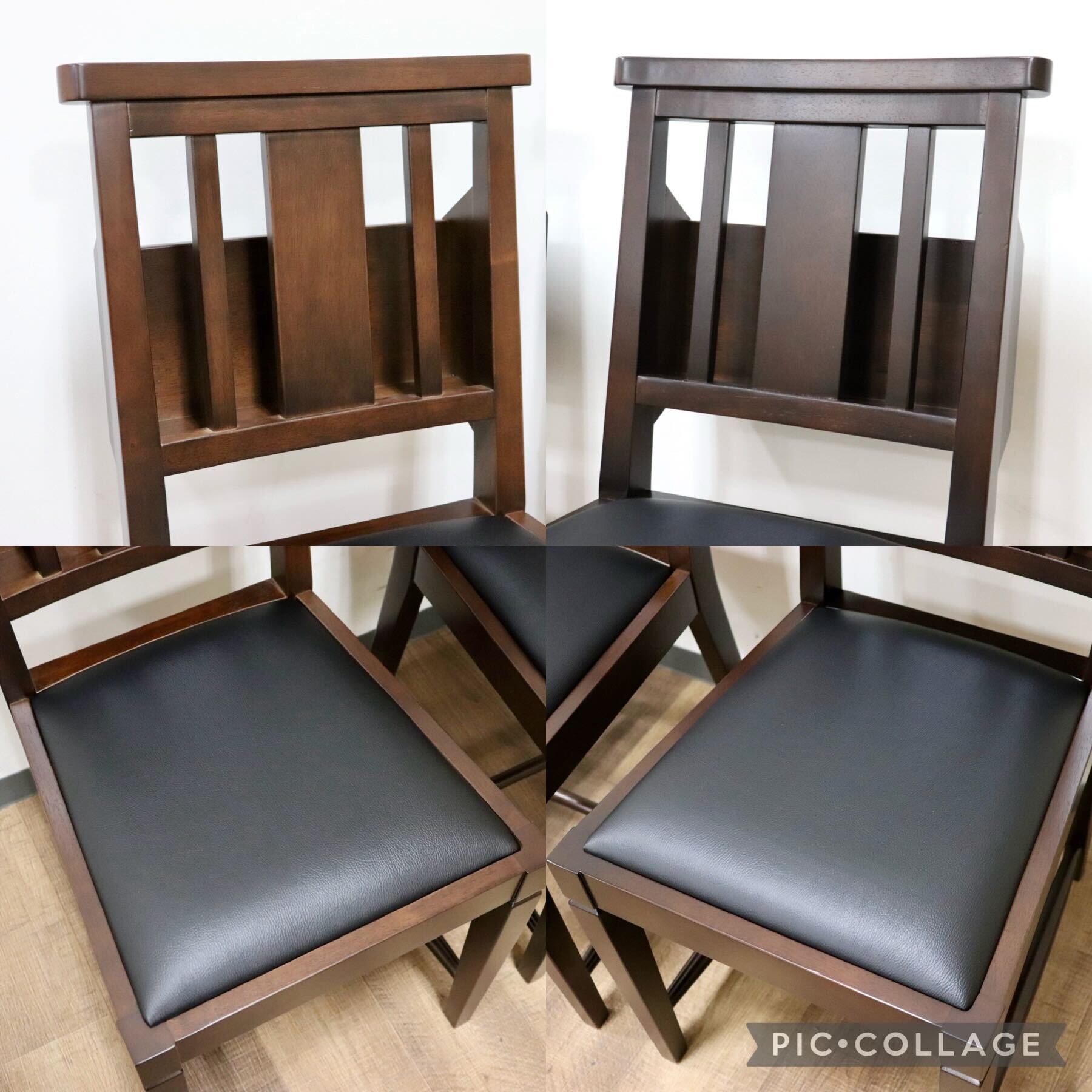 GMGN342I○CHERRY FURNITURE / 桜屋工業 ダイニングチェア チャーチチェア マガジンラック 合皮 ダークブラウン 2脚セット モダン 未使用品