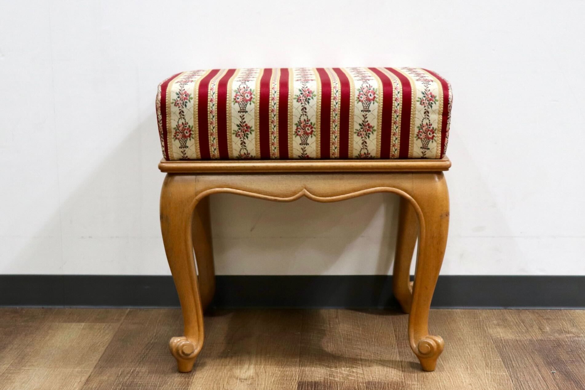 GMHK844○西洋 アンティーク スツール オットマン 猫脚 ファブリック クラシック ヨーロピアン