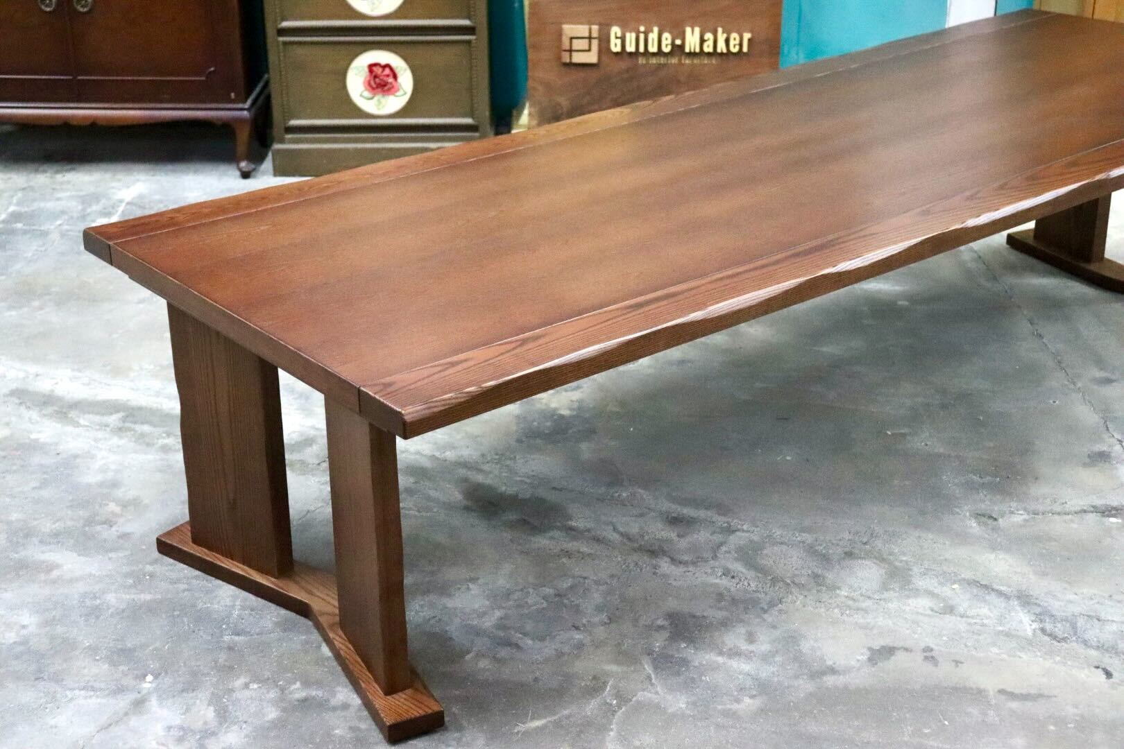 GMIH494B○工房家具 和モダン ダイニングテーブル 食卓テーブル 作業台 タモ材 和家具 店舗什器 ローテーブル リビングテーブル 美品