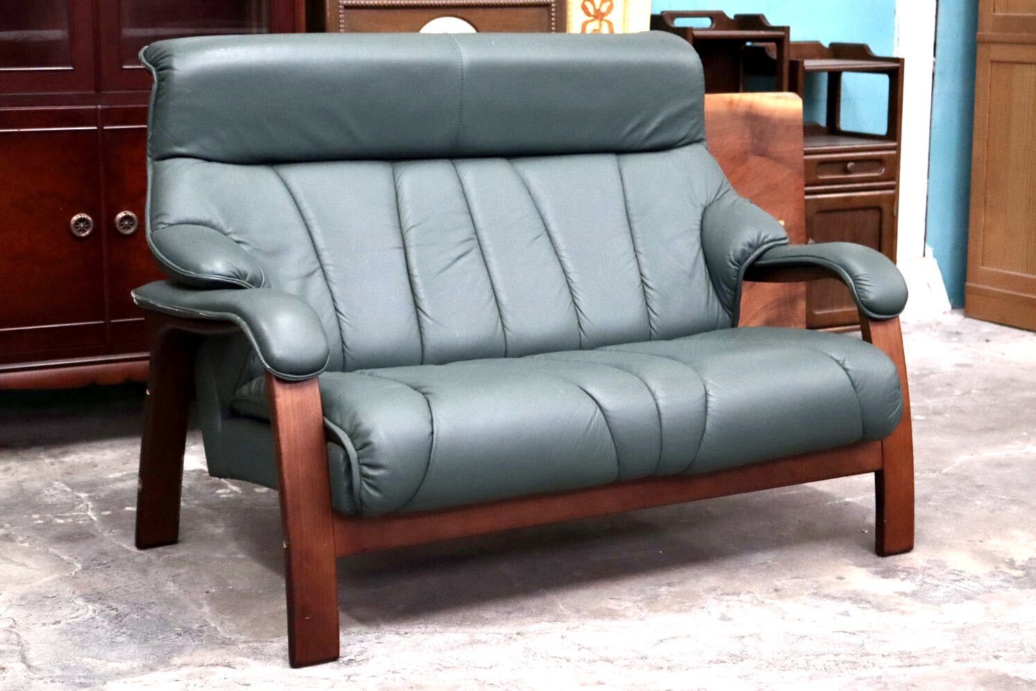 GMJK130B○冨士ファニチア / FUJI FURNITURE 2人掛けソファ ラブソファ ハイバック 椅子 チェア 本革 曲木 ヴィンテージ 国産家具