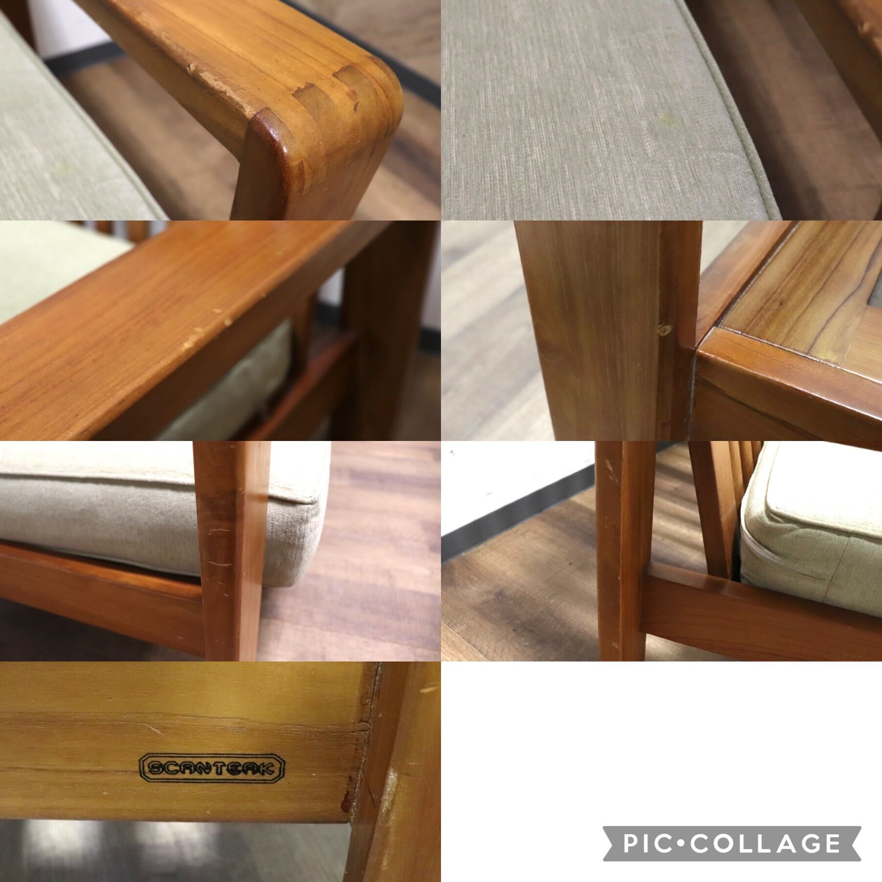 GMHK278○SCANTEAK / スキャンティーク IKON イコン 2人掛けソファ ラブソファ ファブリック グリーン チーク材 無垢 定価約18.5万