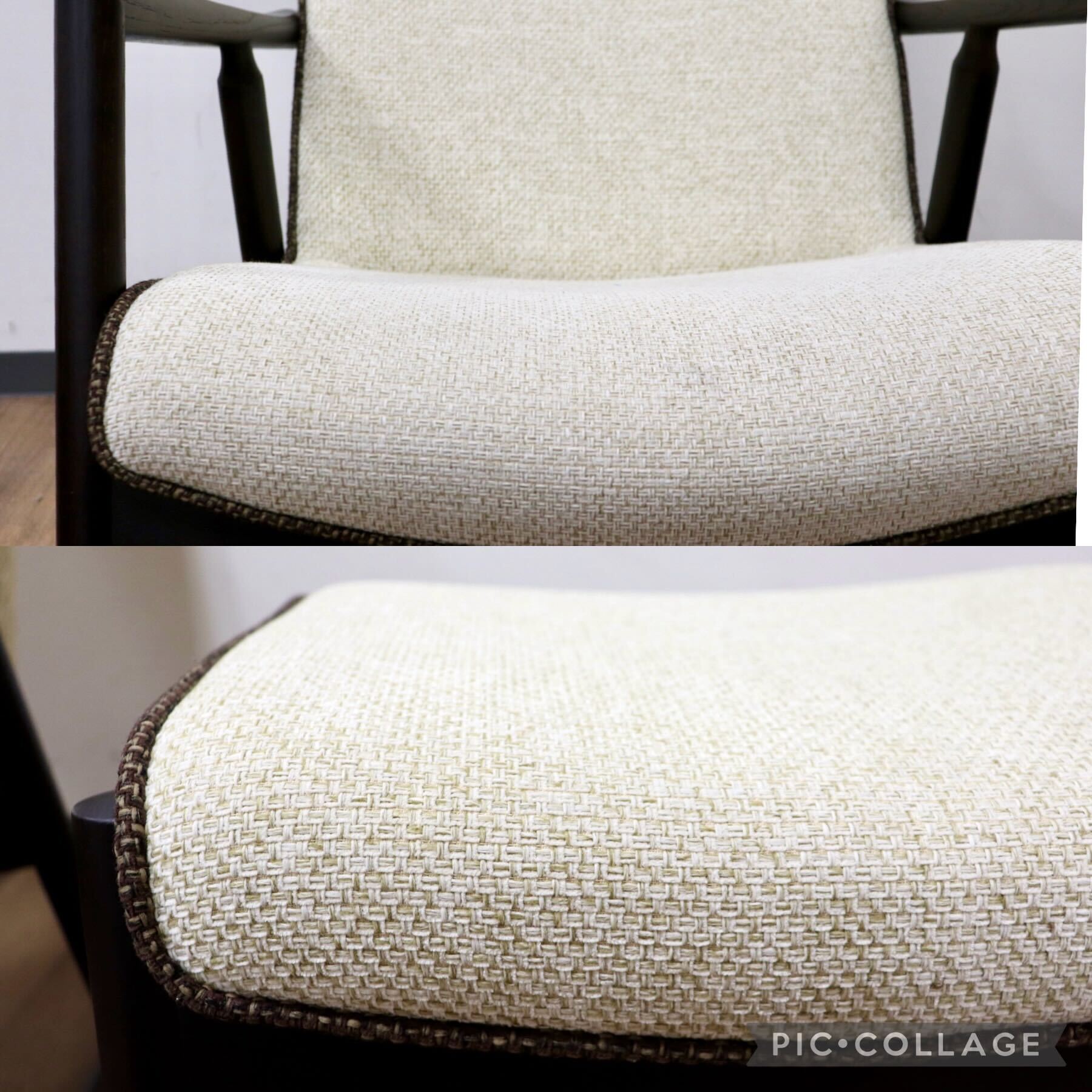 GMGT139○日進木工 / nissin WHITE WOOD ロッキングチェア 揺り椅子 スツール オットマン オーク無垢材 ファブリック 定価約25万 展示品