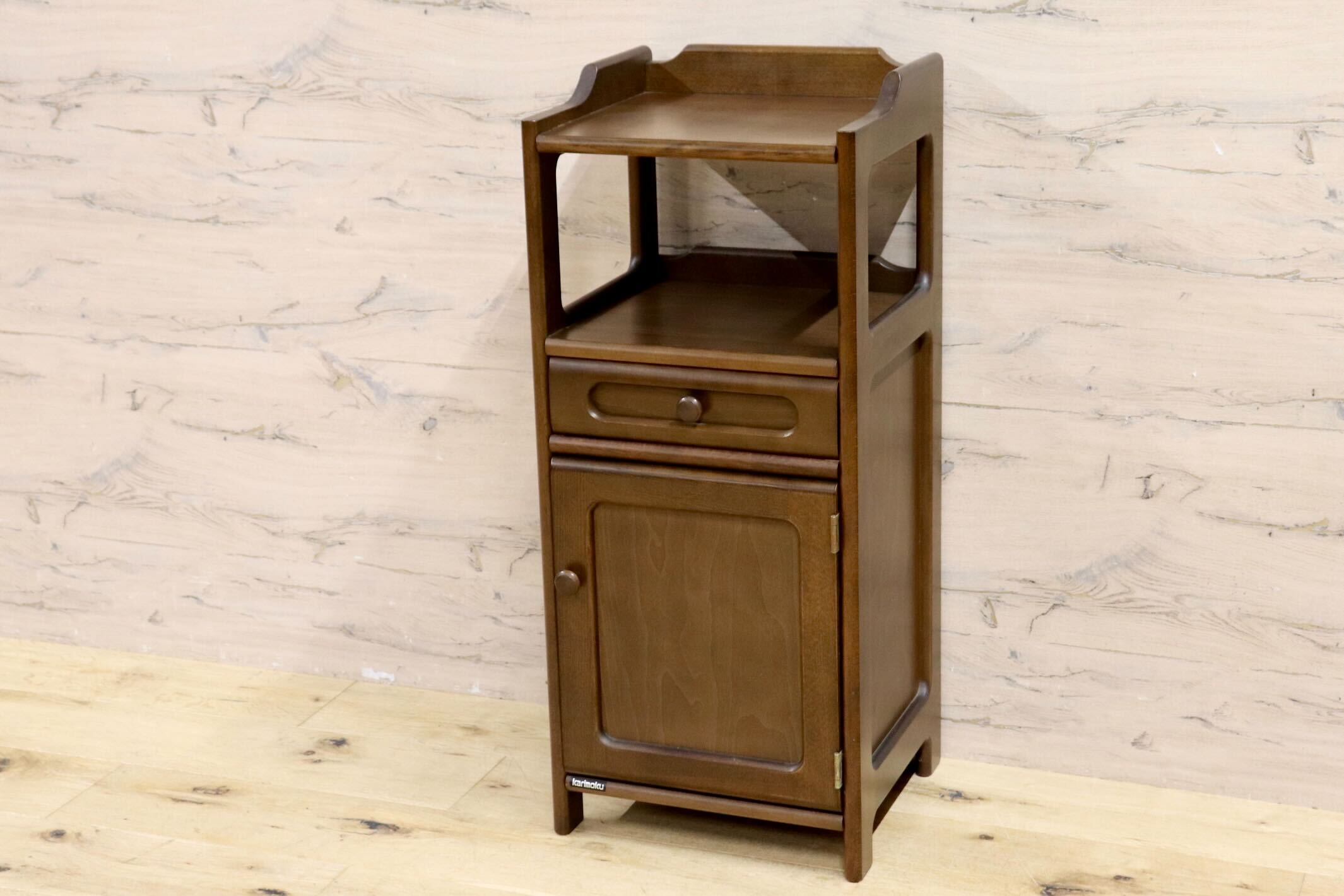 GMIH277B○karimoku / カリモク 電話台 FAX台 花台 飾り棚 リビング収納 引出し クラシック レトロ 国産家具