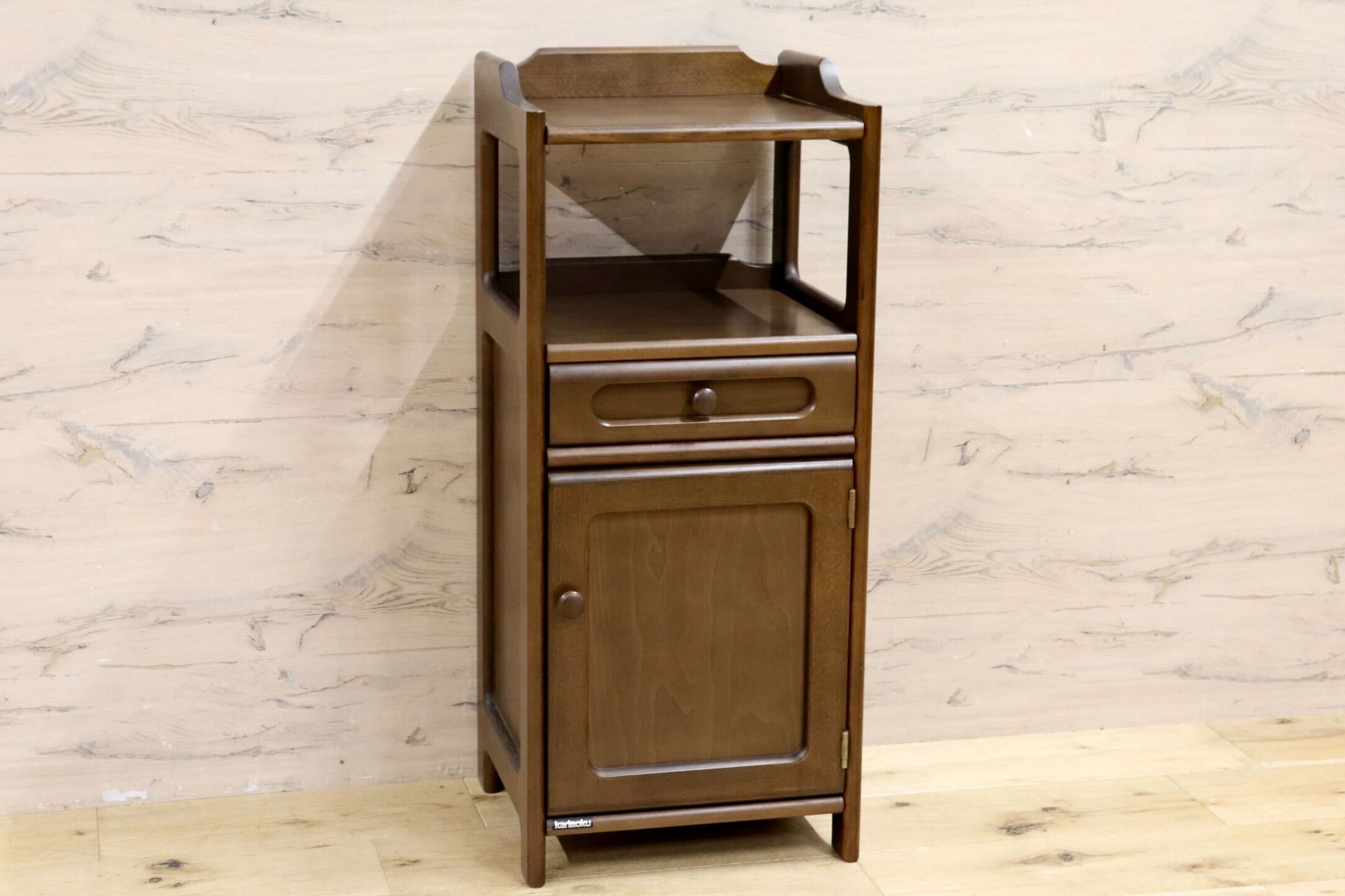 GMIH277B○karimoku / カリモク 電話台 FAX台 花台 飾り棚 リビング収納 引出し クラシック レトロ 国産家具