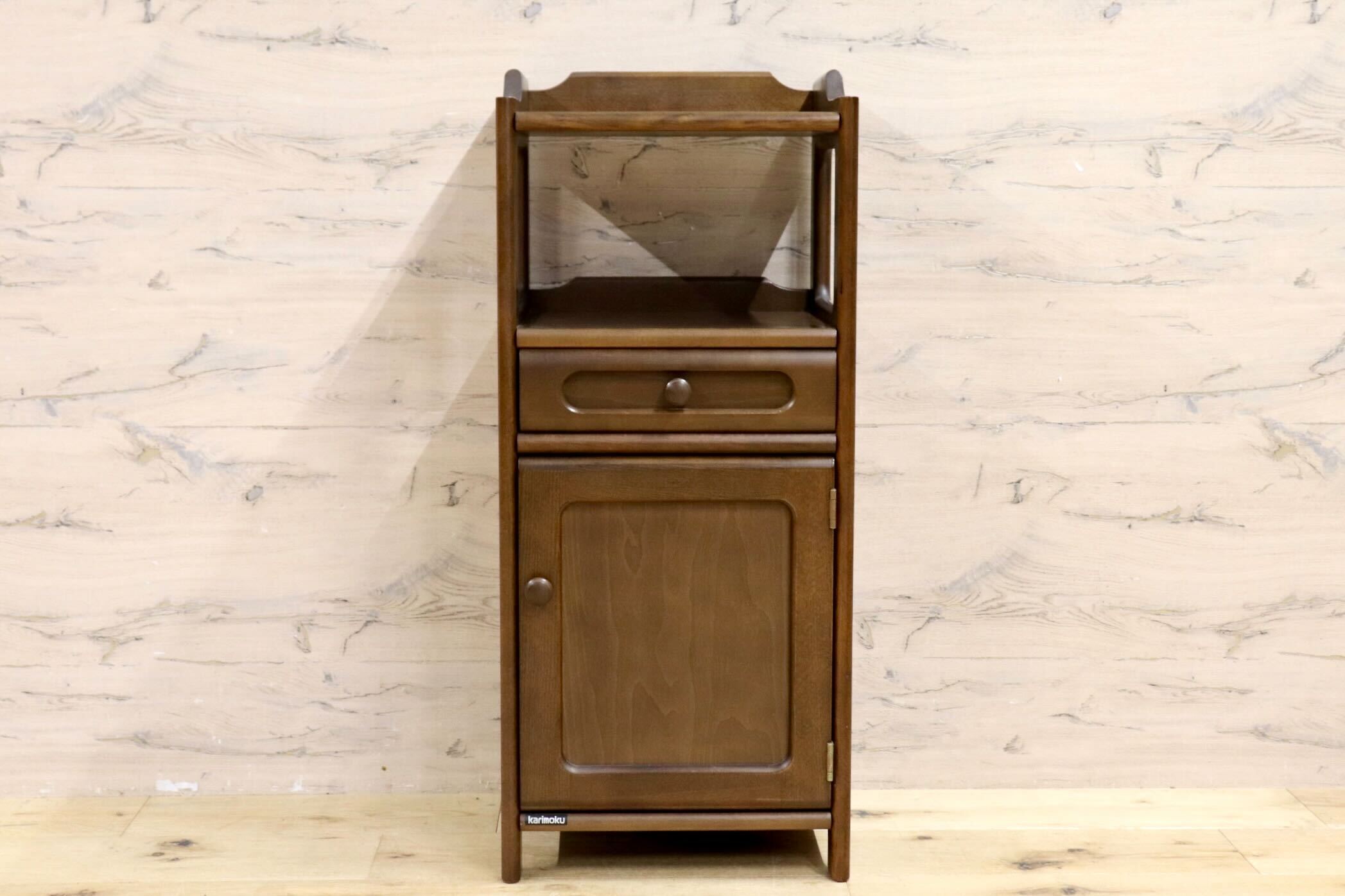 GMIH277B○karimoku / カリモク 電話台 FAX台 花台 飾り棚 リビング収納 引出し クラシック レトロ 国産家具