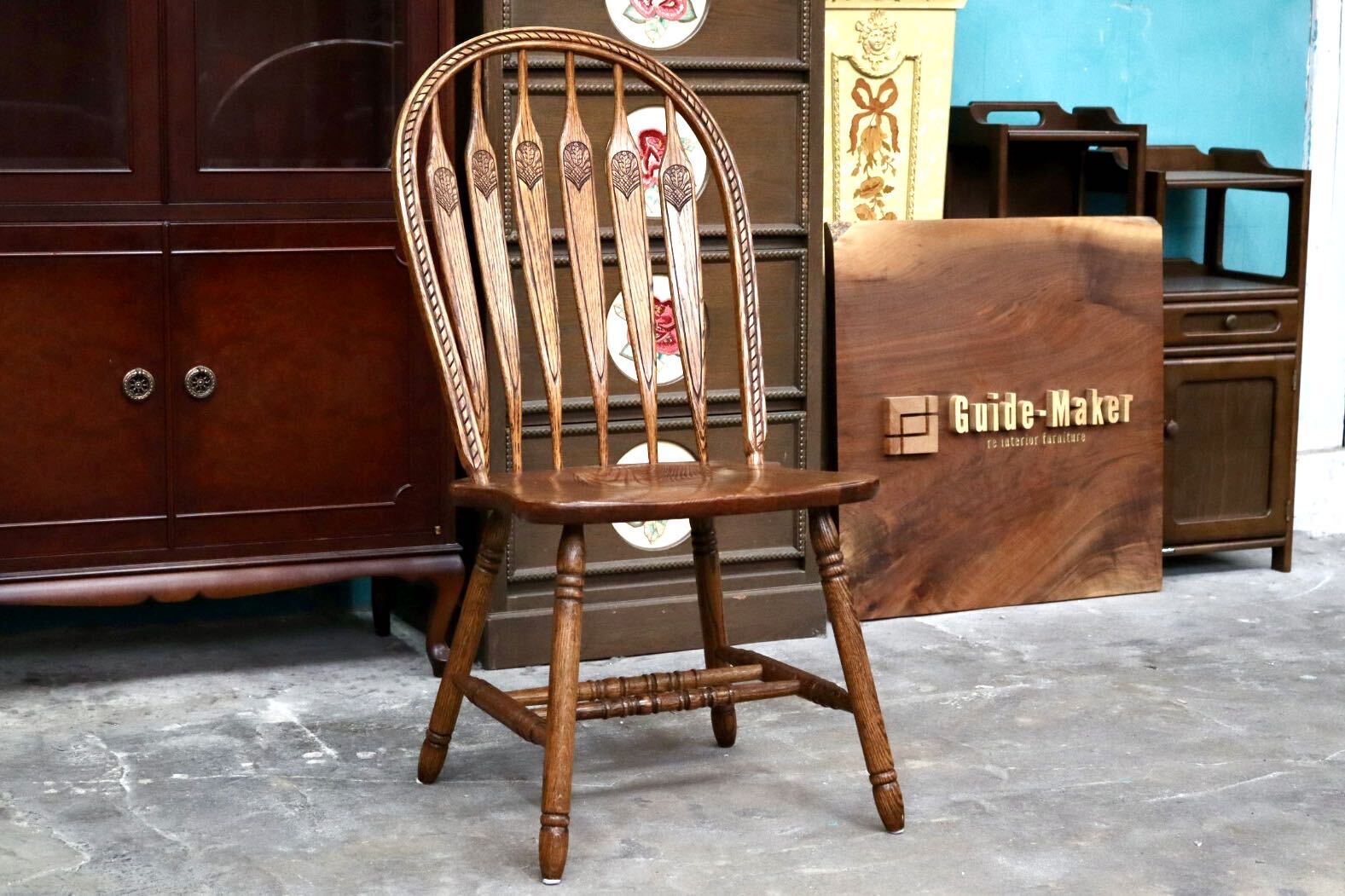 GMJK133A○shin lee / シンリー ダイニングチェア 椅子 ウィンザーチェア ボウバックチェア オーク材 無垢材 カントリー ヴィンテージ