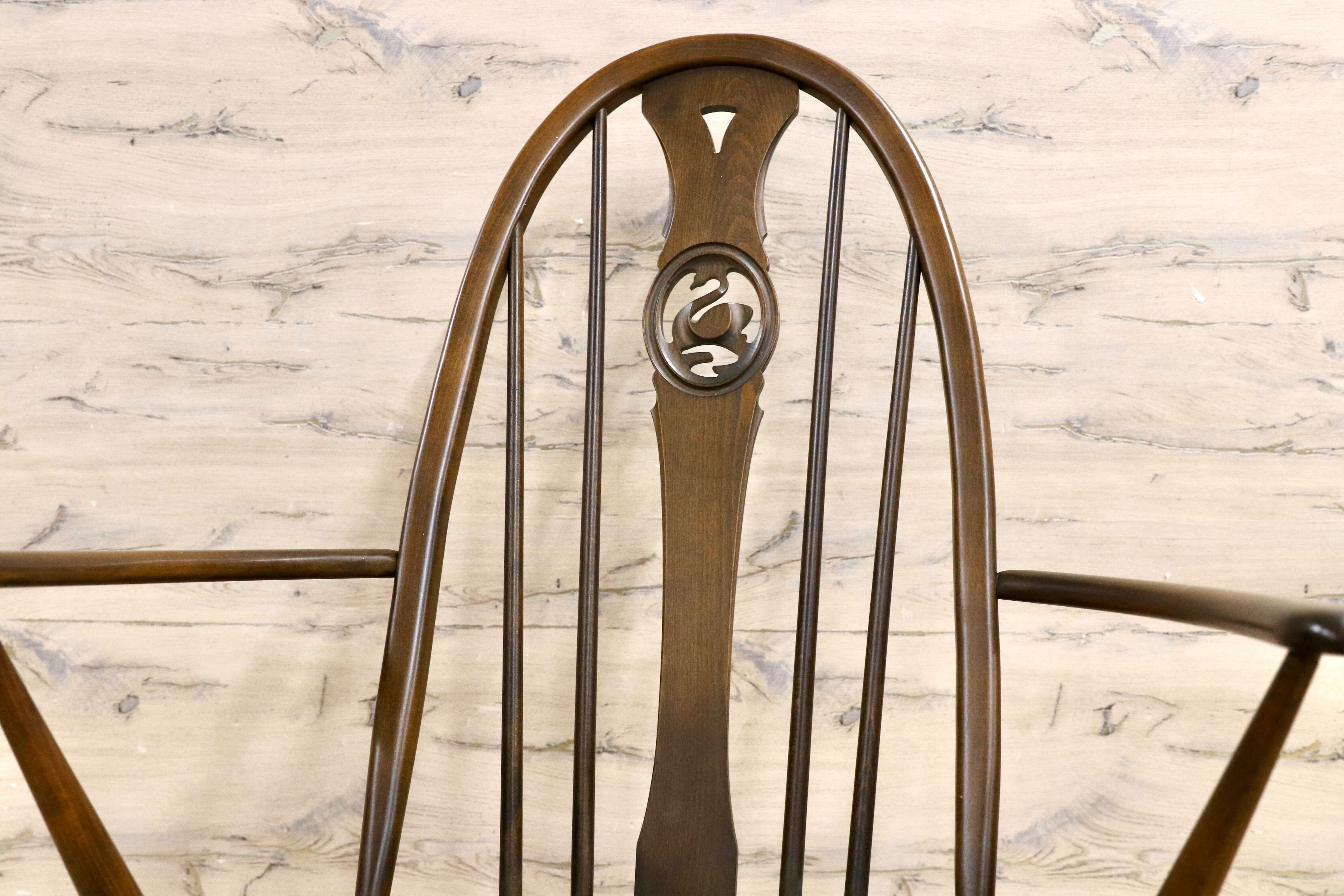 GMIK773○ERCOL / アーコール スワン クエーカー ロッキングチェア 揺り椅子 イギリス アンティーク 高島屋限定50脚 No.3 稀少