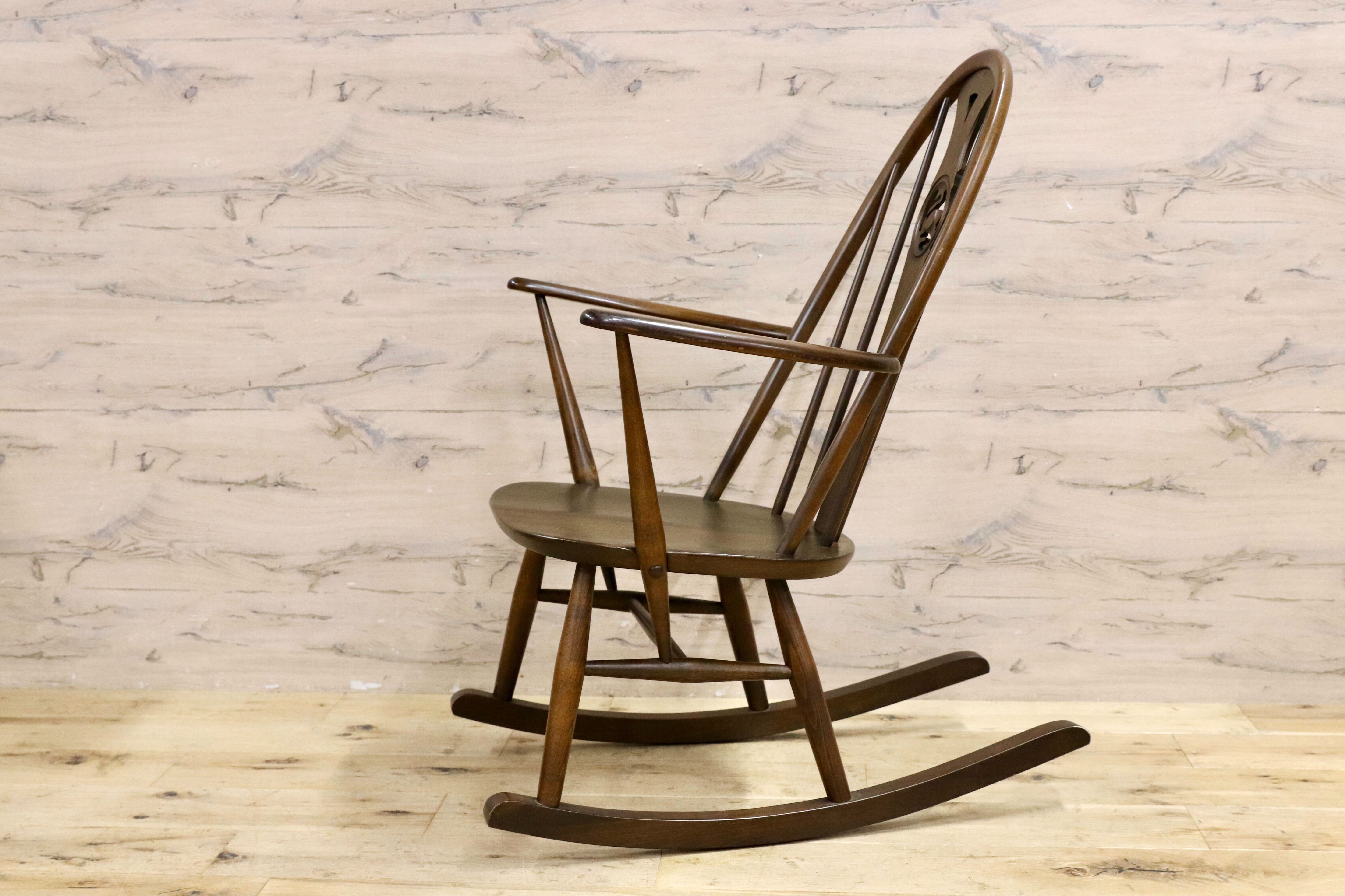 GMIK783○ERCOL / アーコール スワン クエーカー ロッキングチェア 揺り椅子 イギリス アンティーク 高島屋限定50脚 No.3 稀少