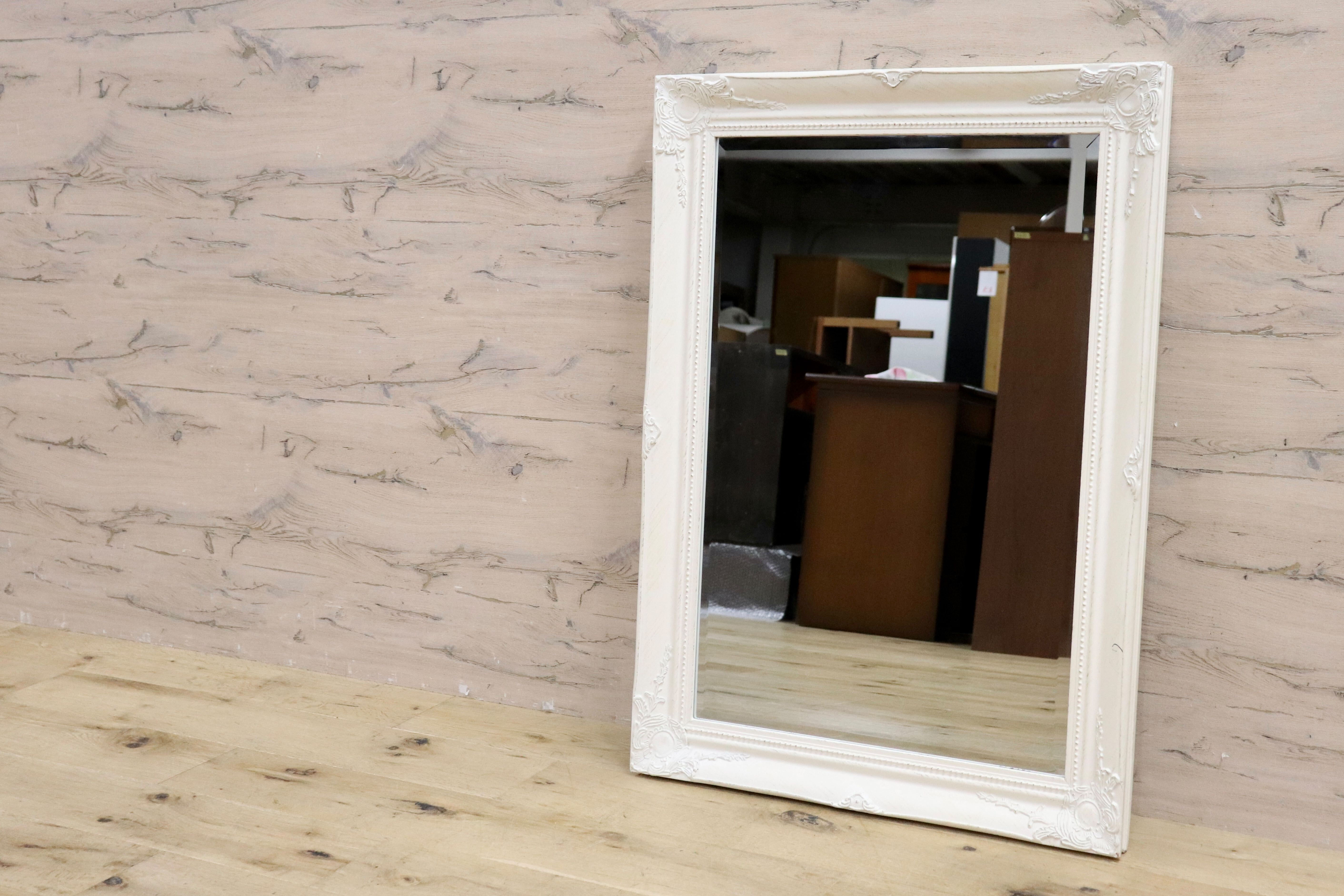 GMHH469○アンティーク調 ウォールミラー 壁掛けミラー 鏡 クラシック ヨーロピアン シャビーシック インテリア ミラー 木製