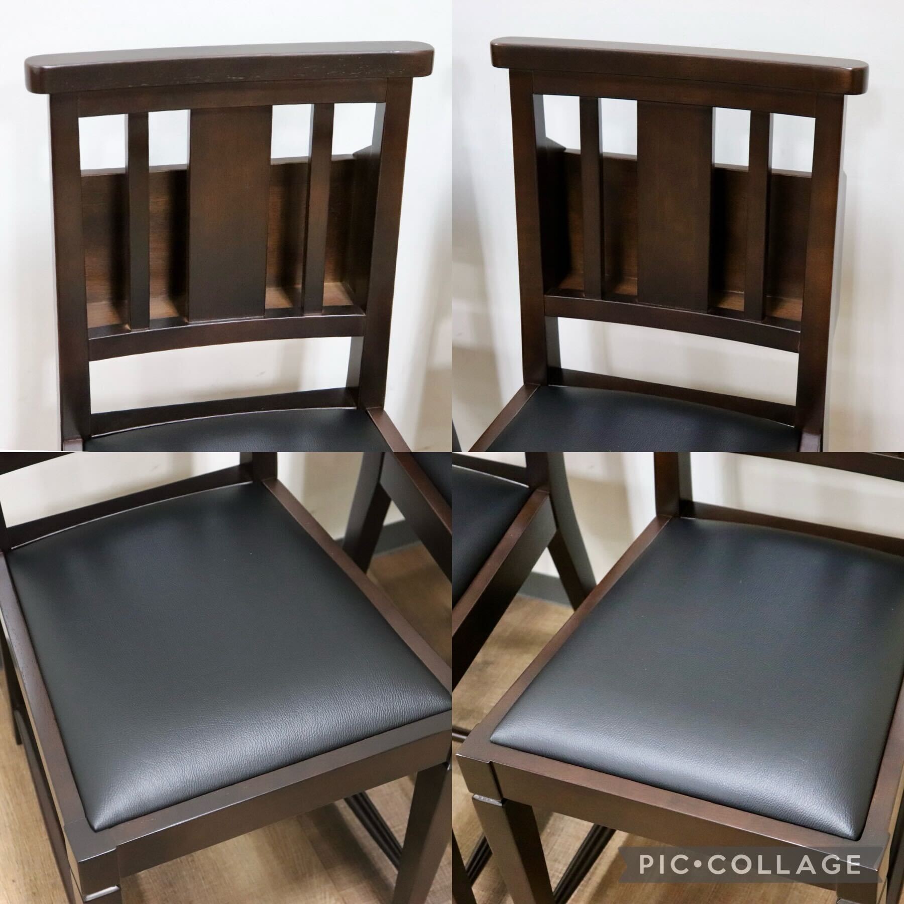 GMGN342J○CHERRY FURNITURE / 桜屋工業 ダイニングチェア チャーチチェア マガジンラック 合皮 ダークブラウン 2脚セット モダン 未使用品