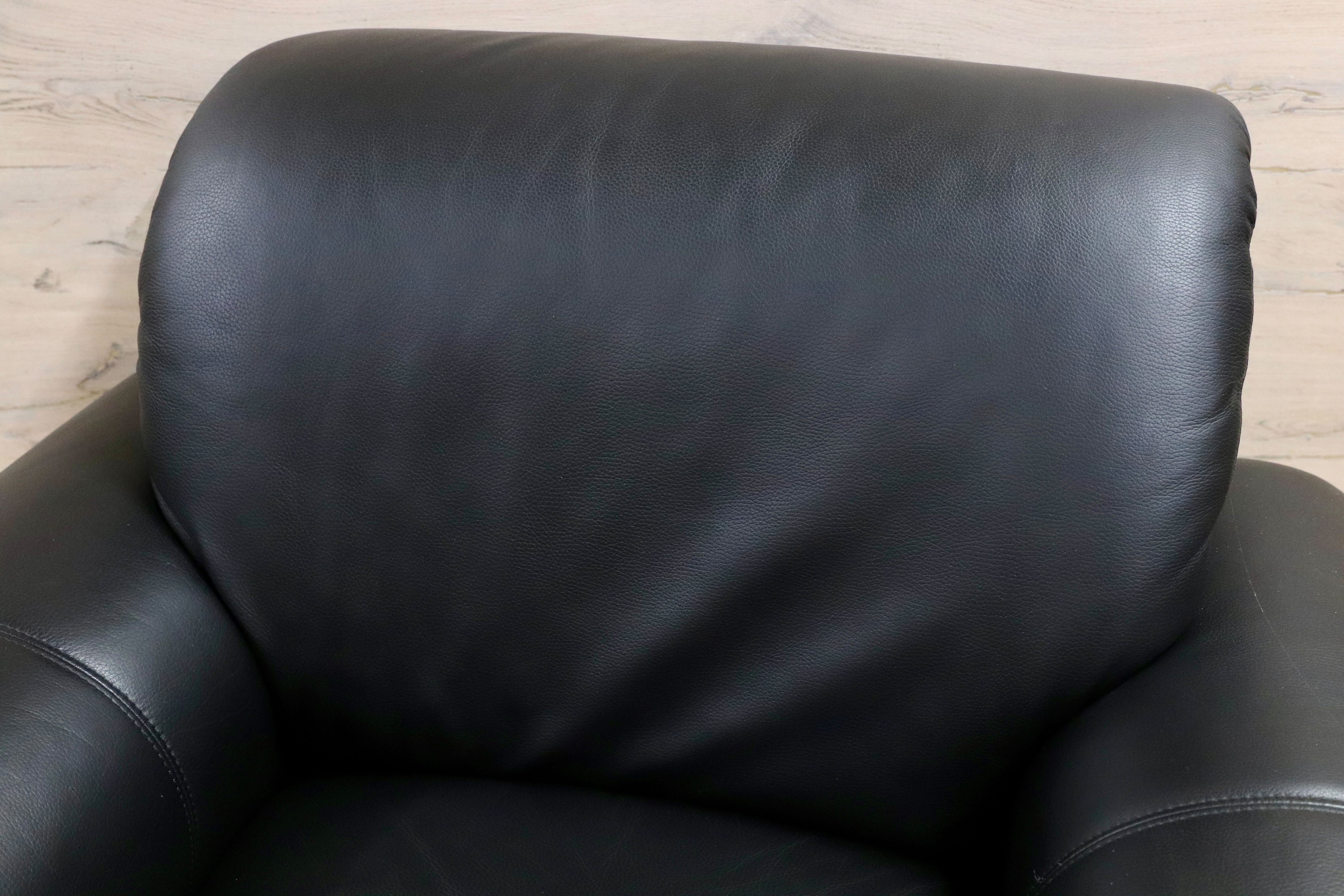 GMHK179○Lether World / レザーワールド 1人掛けソファ シングルソファ IDC大塚家具 黒総本革 高級 ハイクラスモダン 美品