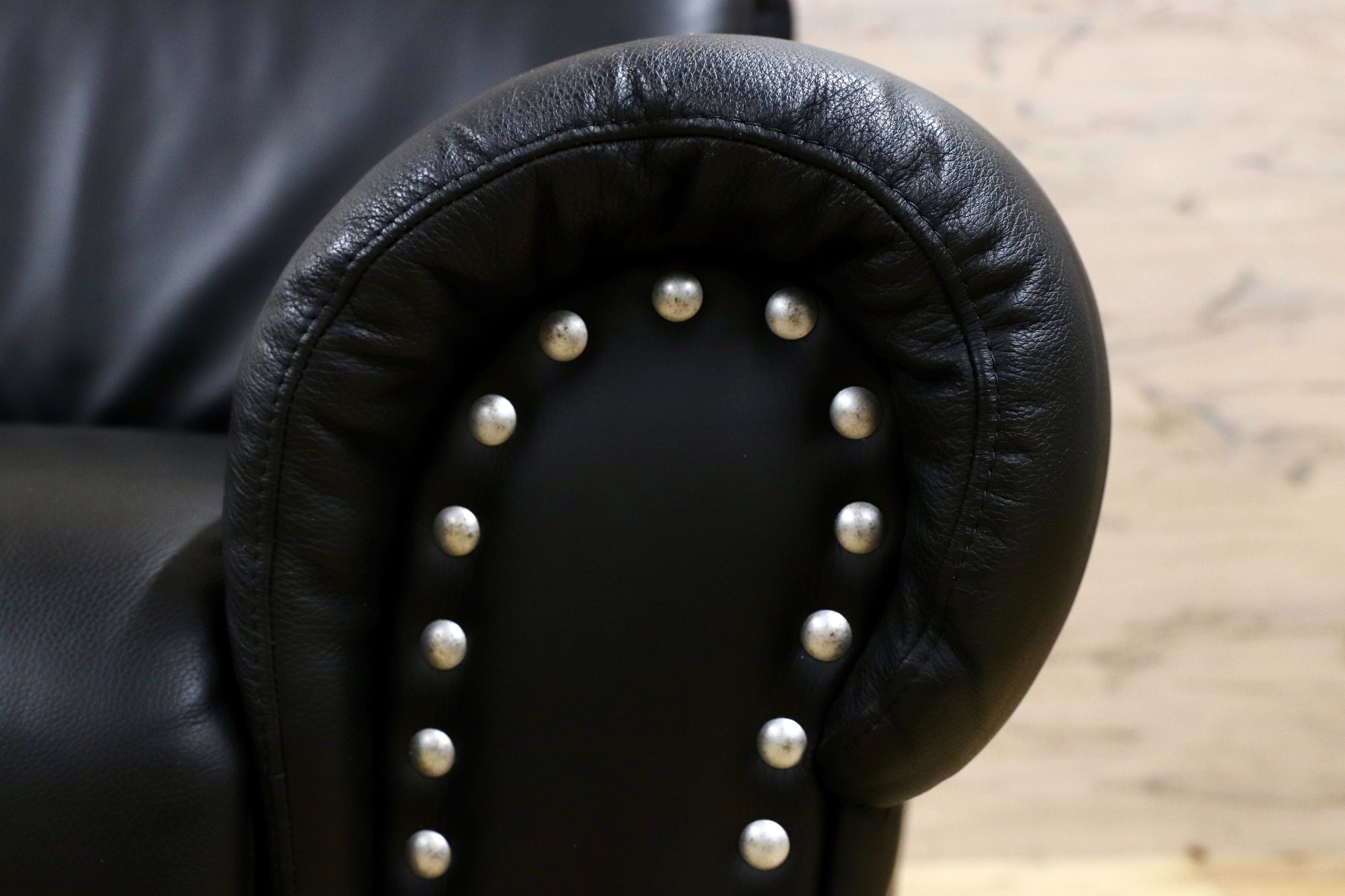 GMHK179○Lether World / レザーワールド 1人掛けソファ シングルソファ IDC大塚家具 黒総本革 高級 ハイクラスモダン 美品