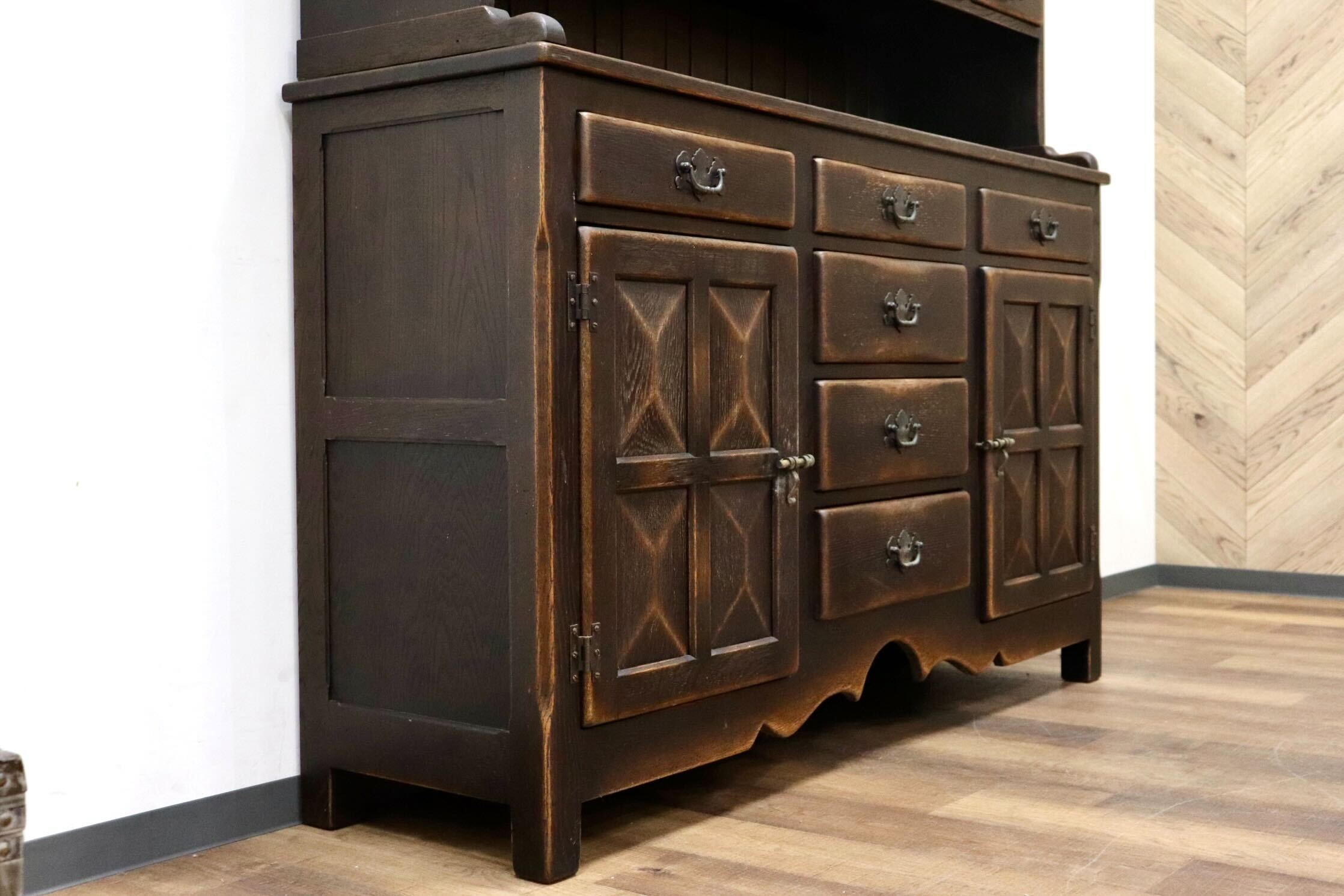 GMHH493○飛騨産業 / HIDA PROVINCIAL プロヴィンシャル カップボード 食器棚 リビングボード オーク無垢材 最高級 クラシカル 約133万