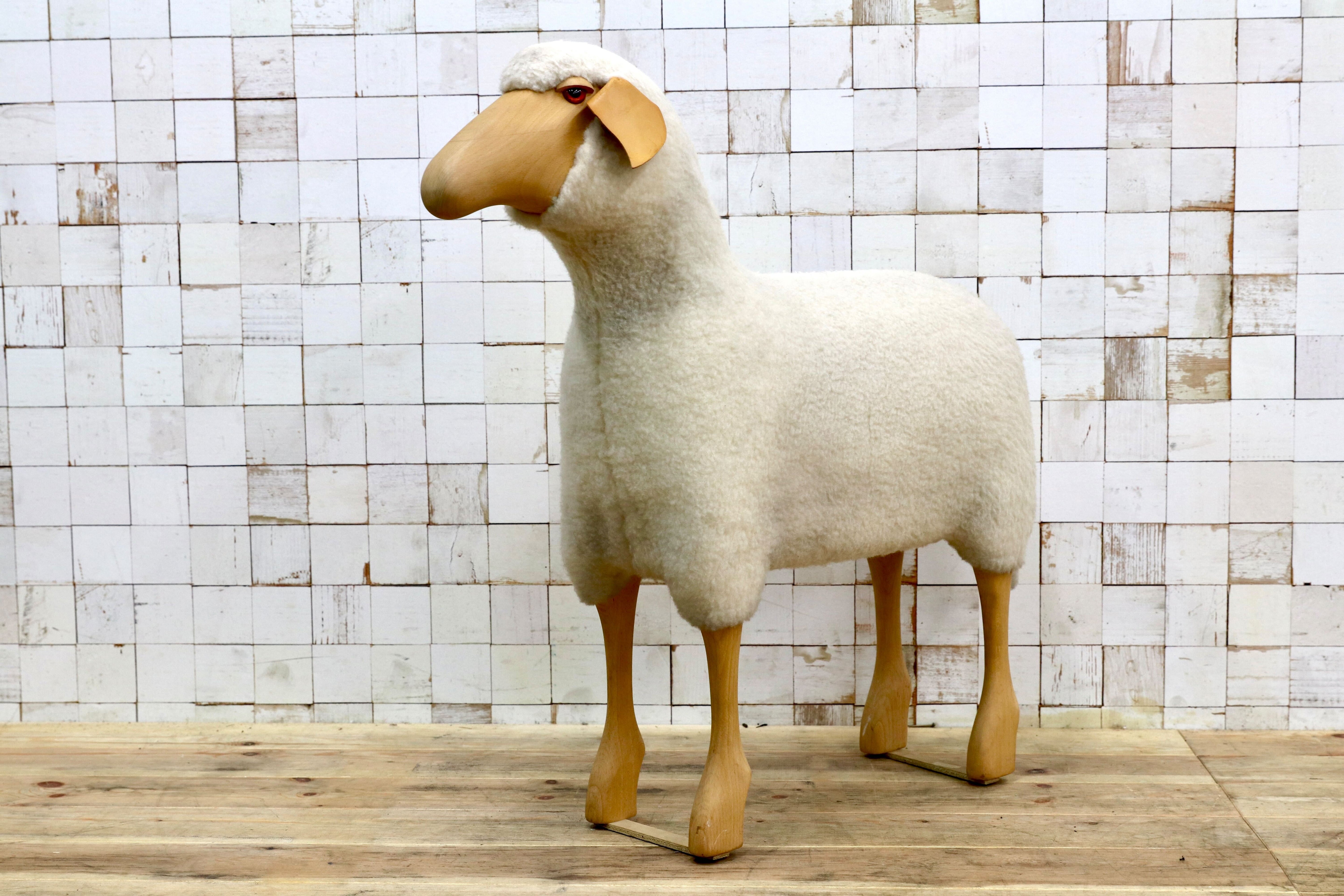 GMIS450A○Hanns-Peter Krafft ハンス・ペーター・クラフト ドイツ製 Meier Germany マイヤー ブナ材 羊 スツール 超レア