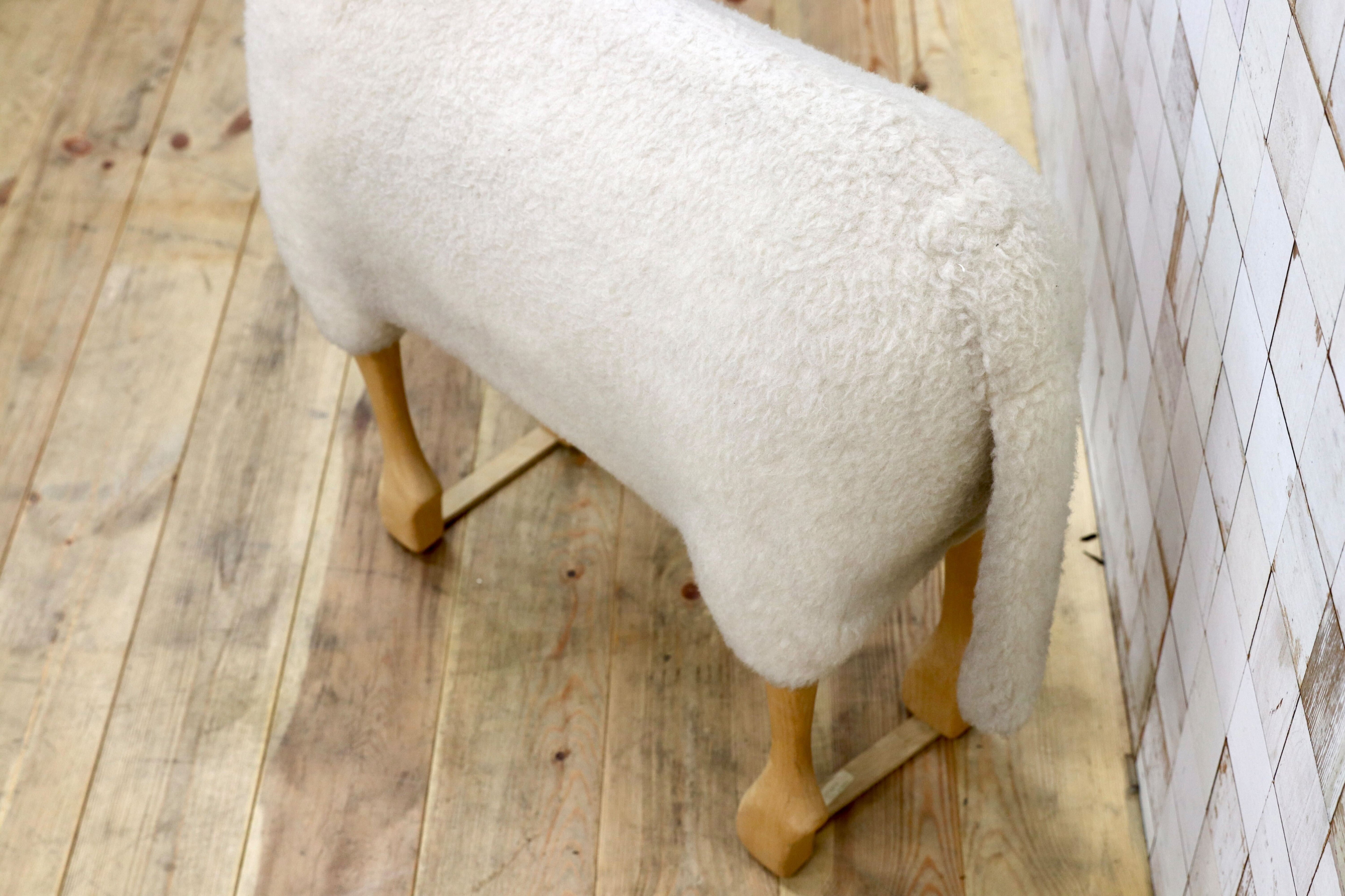 GMIS450A○Hanns-Peter Krafft ハンス・ペーター・クラフト ドイツ製 Meier Germany マイヤー ブナ材 羊 スツール 超レア