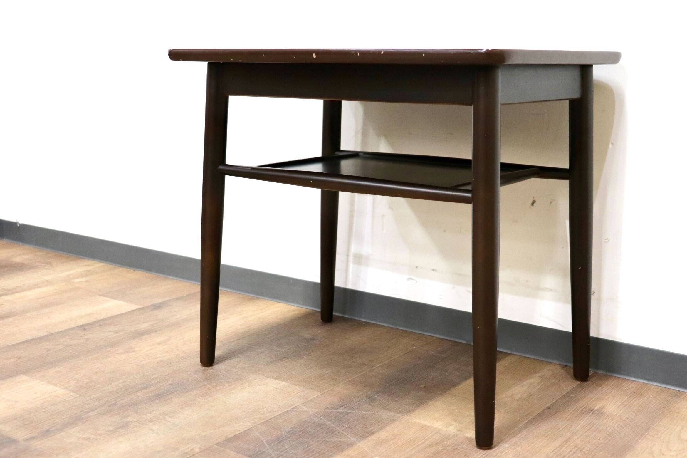 GMHH430○鳥取家具 サイドテーブル 机 コーヒーテーブル ミニーブル 飾り棚 花台 アンティーク ヴィンテージ 木製 昭和レトロ