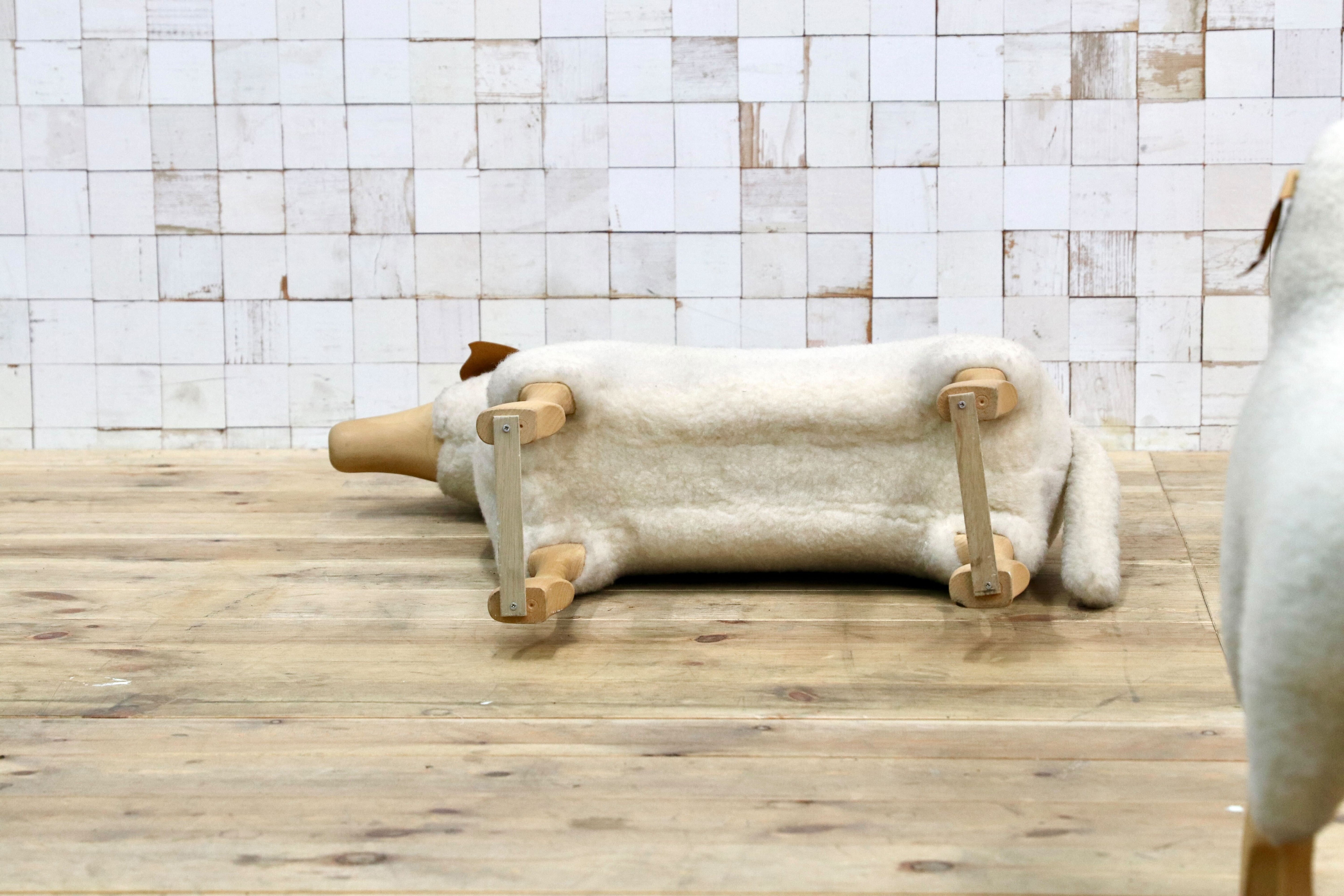 GMIS450A○Hanns-Peter Krafft ハンス・ペーター・クラフト ドイツ製 Meier Germany マイヤー ブナ材 羊 スツール 超レア