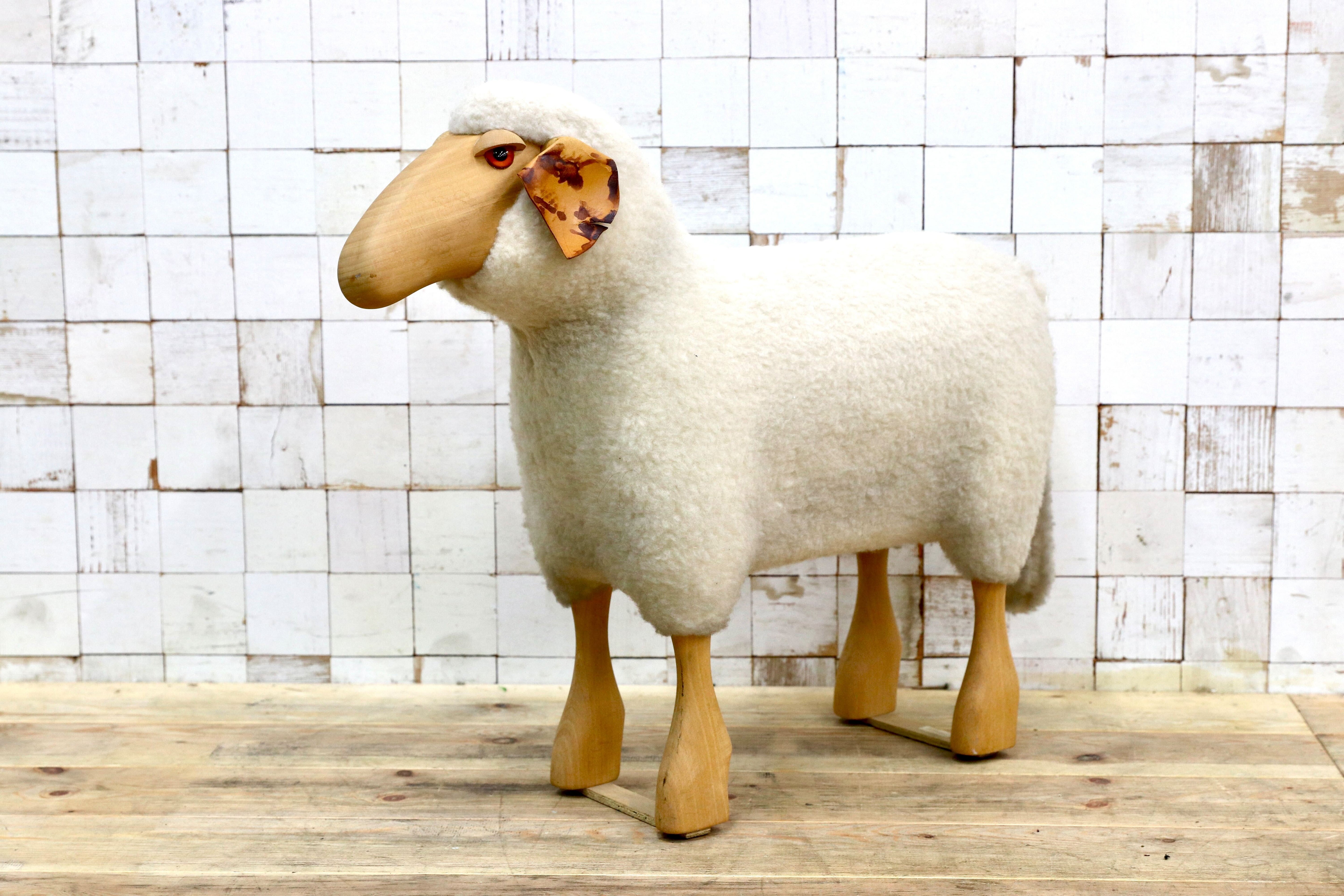 GMIS450B○Hanns-Peter Krafft ハンス・ペーター・クラフト ドイツ製 Meier Germany マイヤー ブナ材 羊 スツール 超レア