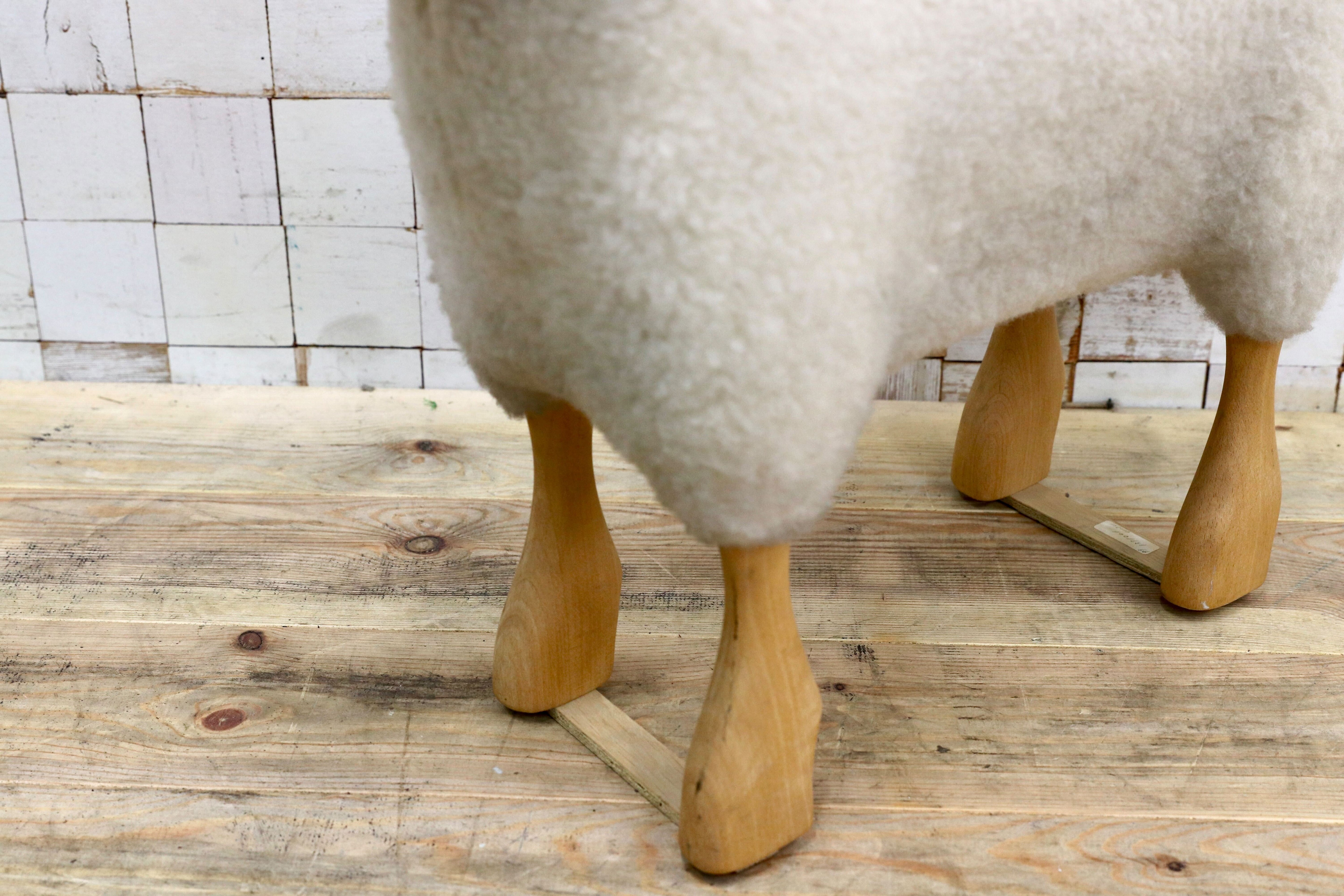 GMIS450B○Hanns-Peter Krafft ハンス・ペーター・クラフト ドイツ製 Meier Germany マイヤー ブナ材 羊 スツール 超レア