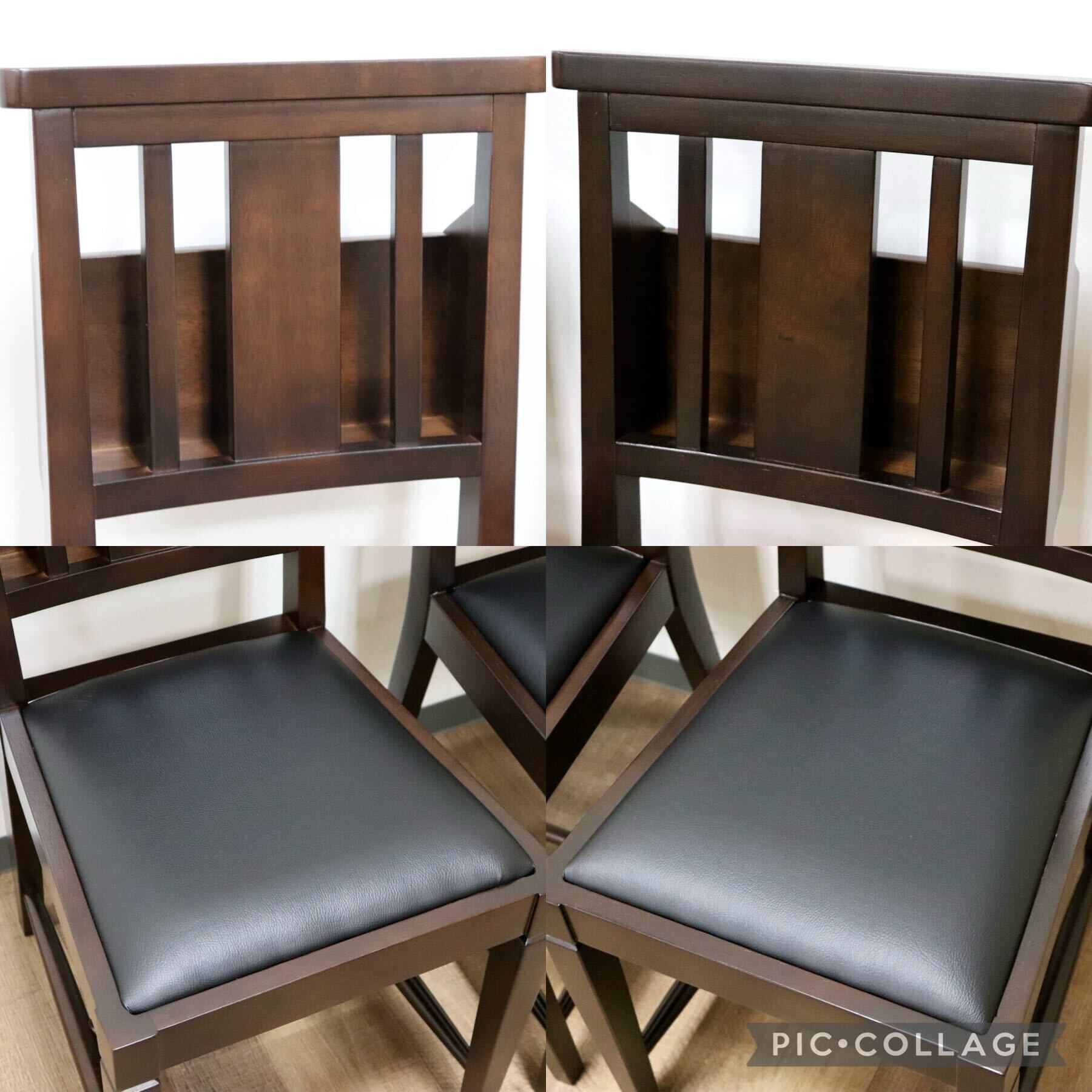 GMGN342K○CHERRY FURNITURE / 桜屋工業 ダイニングチェア チャーチチェア マガジンラック 合皮 ダークブラウン 2脚セット モダン 未使用品