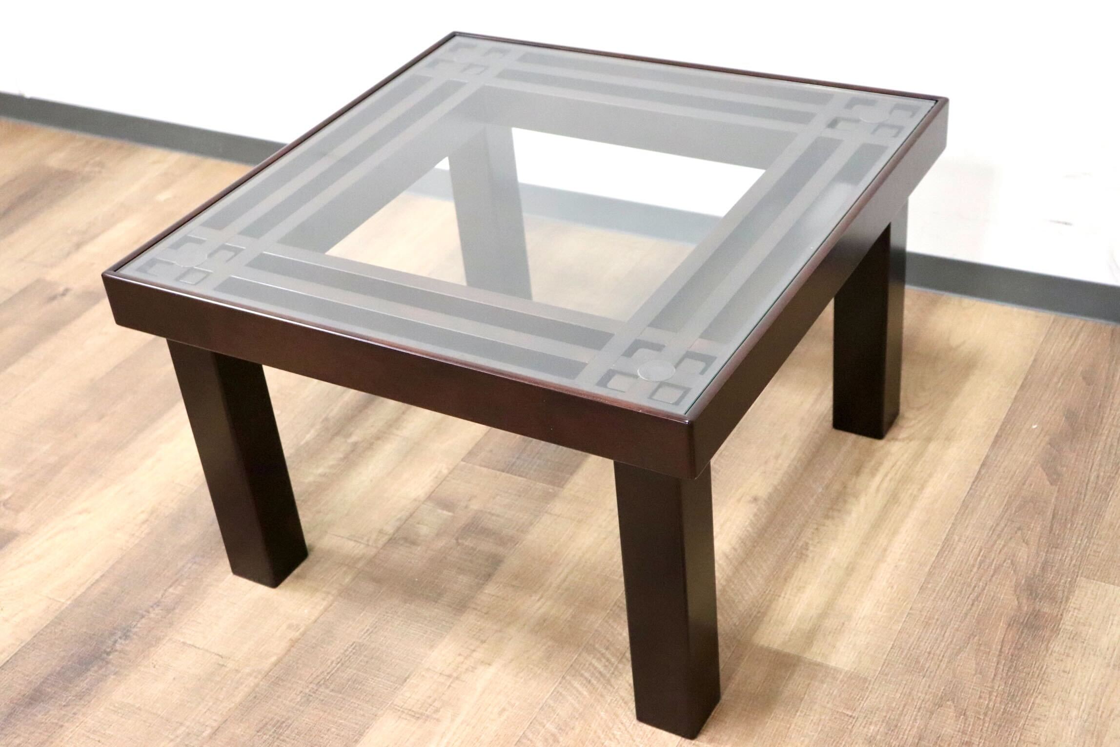 GMGF111○モリシゲ / MORISHIGE トレント サイドテーブル ガラステーブル スクエア 黒漆塗り 応接 和モダン IDC大塚家具 定価33万 展示品