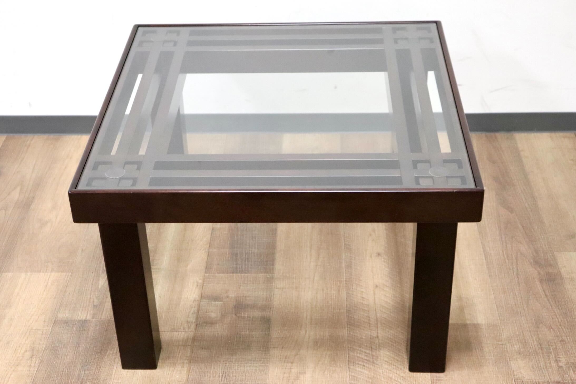 GMGF111○モリシゲ / MORISHIGE トレント サイドテーブル ガラステーブル スクエア 黒漆塗り 応接 和モダン IDC大塚家具 定価33万 展示品