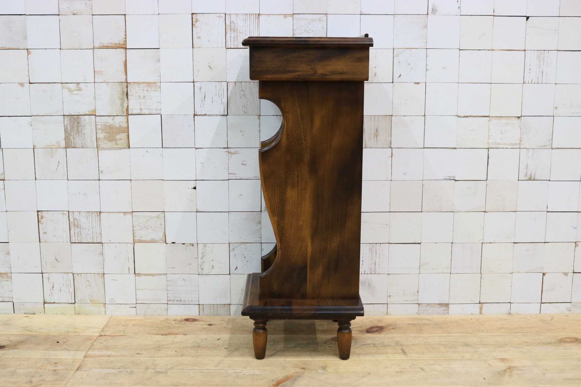 GMFS387○karimoku / カリモク オールドカリモク 電話台 花台 飾り棚 引き出し ベッドサイド 小物入れ レトロ ビンテージ 国産家具