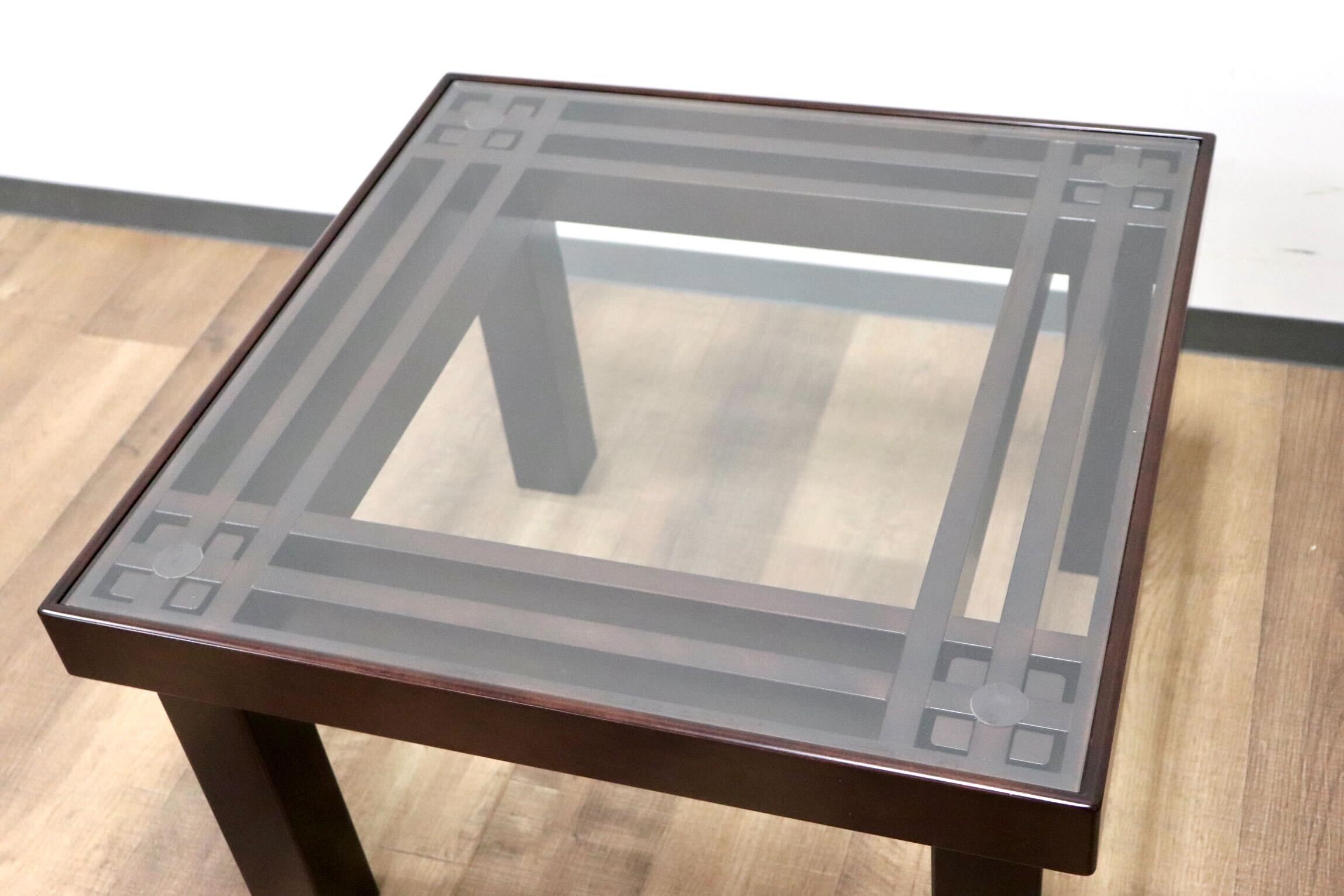 GMGF111○モリシゲ / MORISHIGE トレント サイドテーブル ガラステーブル スクエア 黒漆塗り 応接 和モダン IDC大塚家具 定価33万 展示品