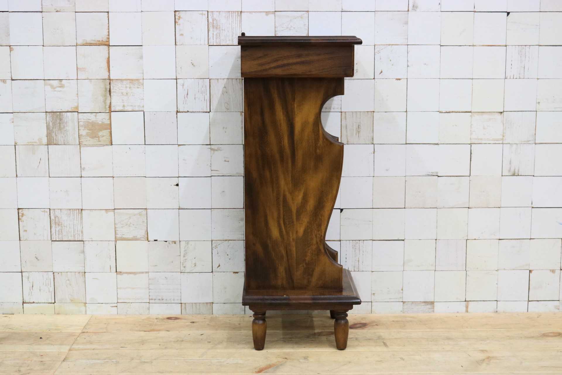 GMFS387○karimoku / カリモク オールドカリモク 電話台 花台 飾り棚 引き出し ベッドサイド 小物入れ レトロ ビンテージ 国産家具