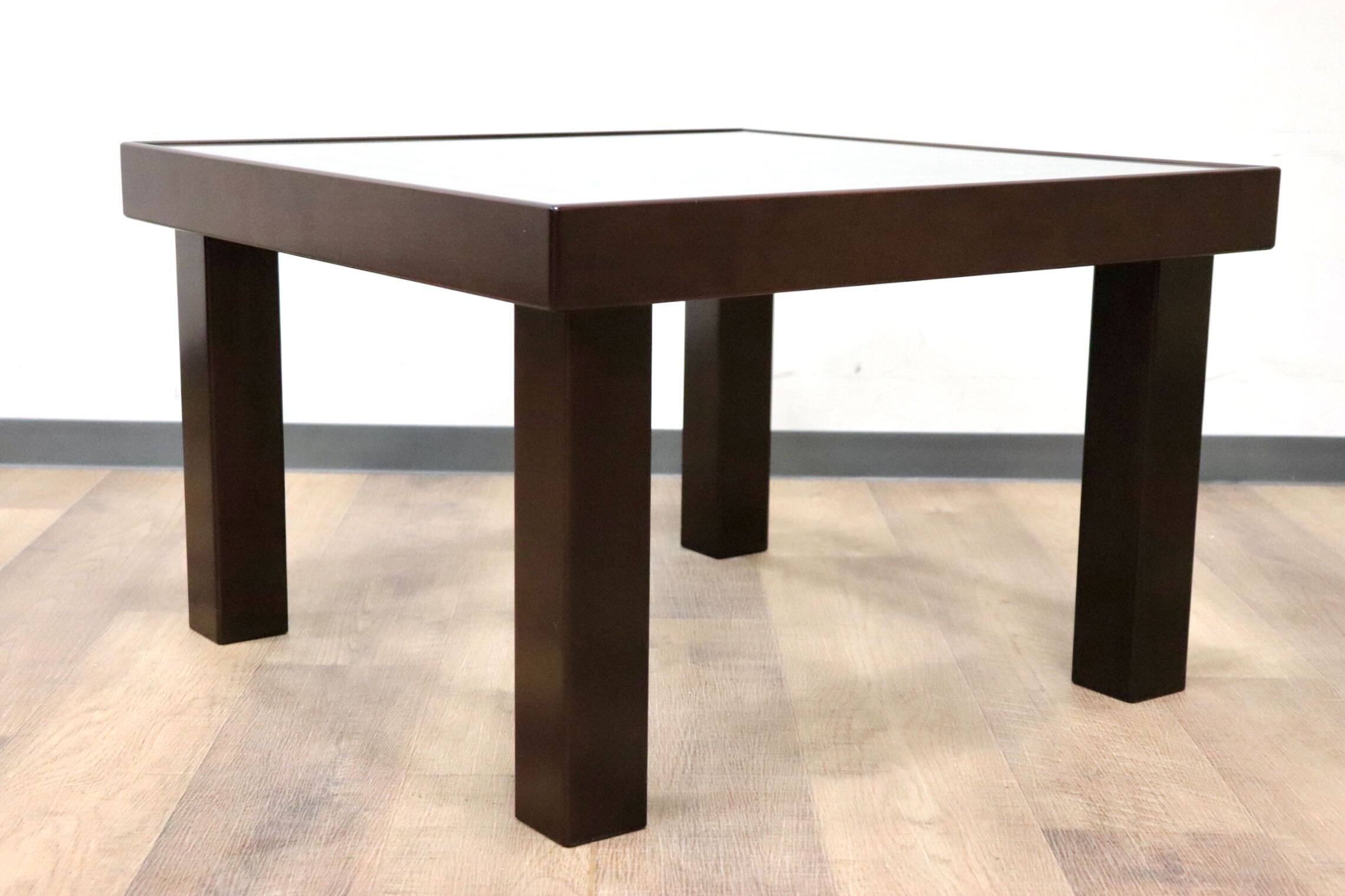 GMGF111○モリシゲ / MORISHIGE トレント サイドテーブル ガラステーブル スクエア 黒漆塗り 応接 和モダン IDC大塚家具 定価33万 展示品