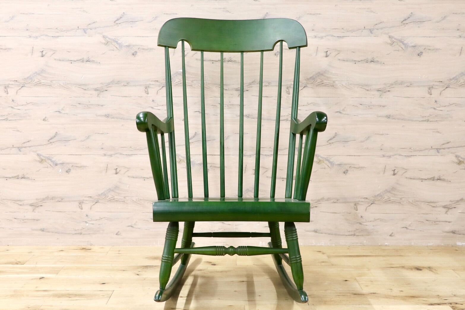 GMIS519○飛騨産業 / HIDA キツツキ ロッキングチェア 揺り椅子 飛騨家具 レトロ カントリー アンティーク ヴィンテージ 木製 グリーン